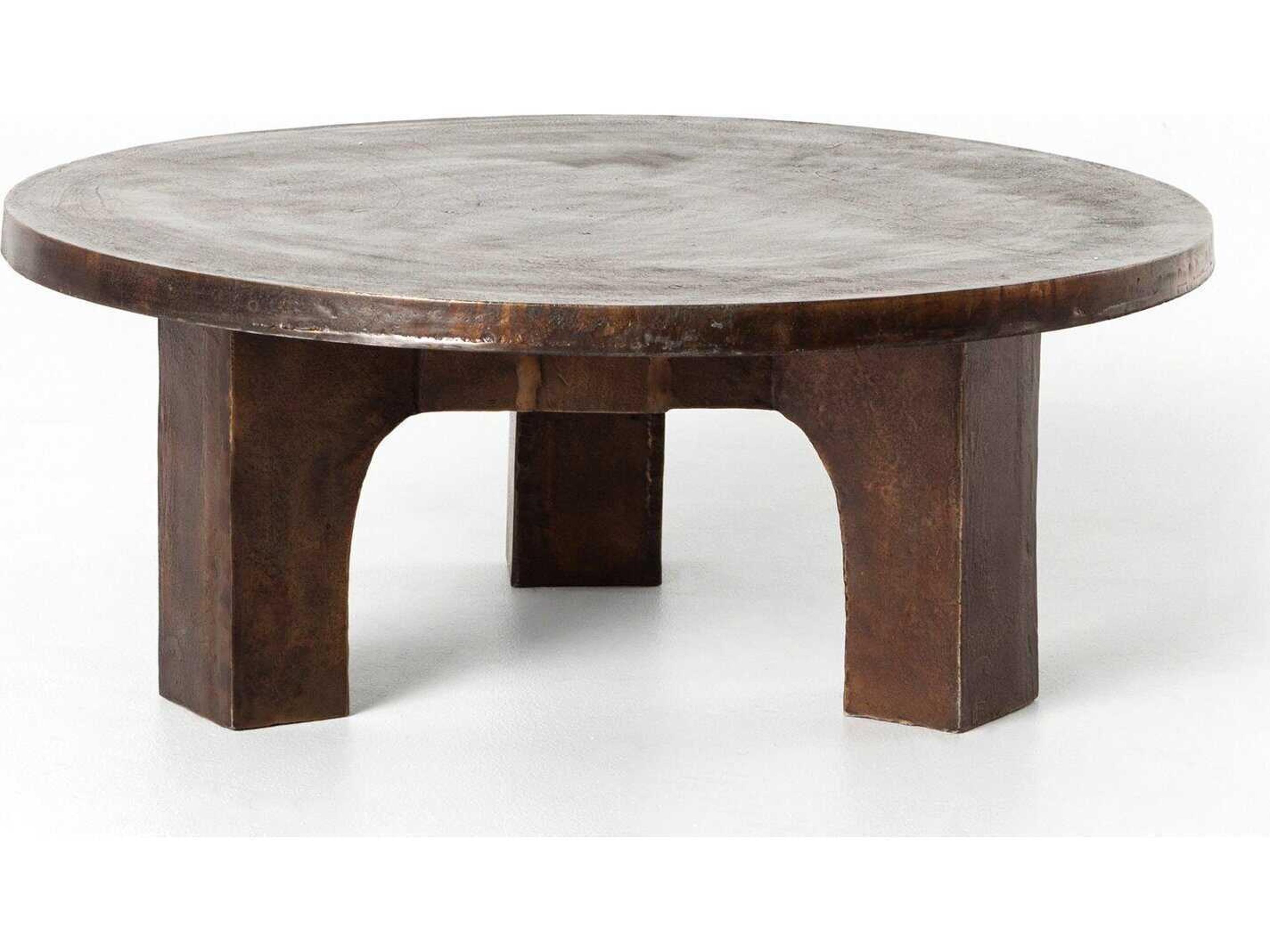 Four Hands Marlow Cruz Round Metal Antique Rust Coffee Table