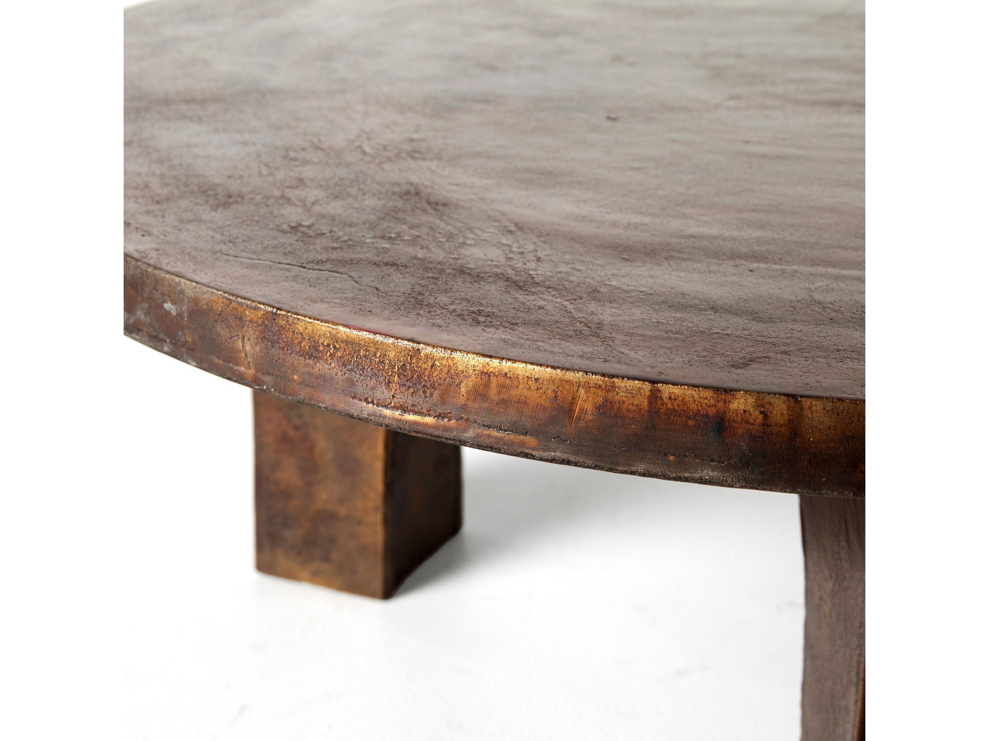 Four Hands Marlow Cruz Round Metal Antique Rust Coffee Table