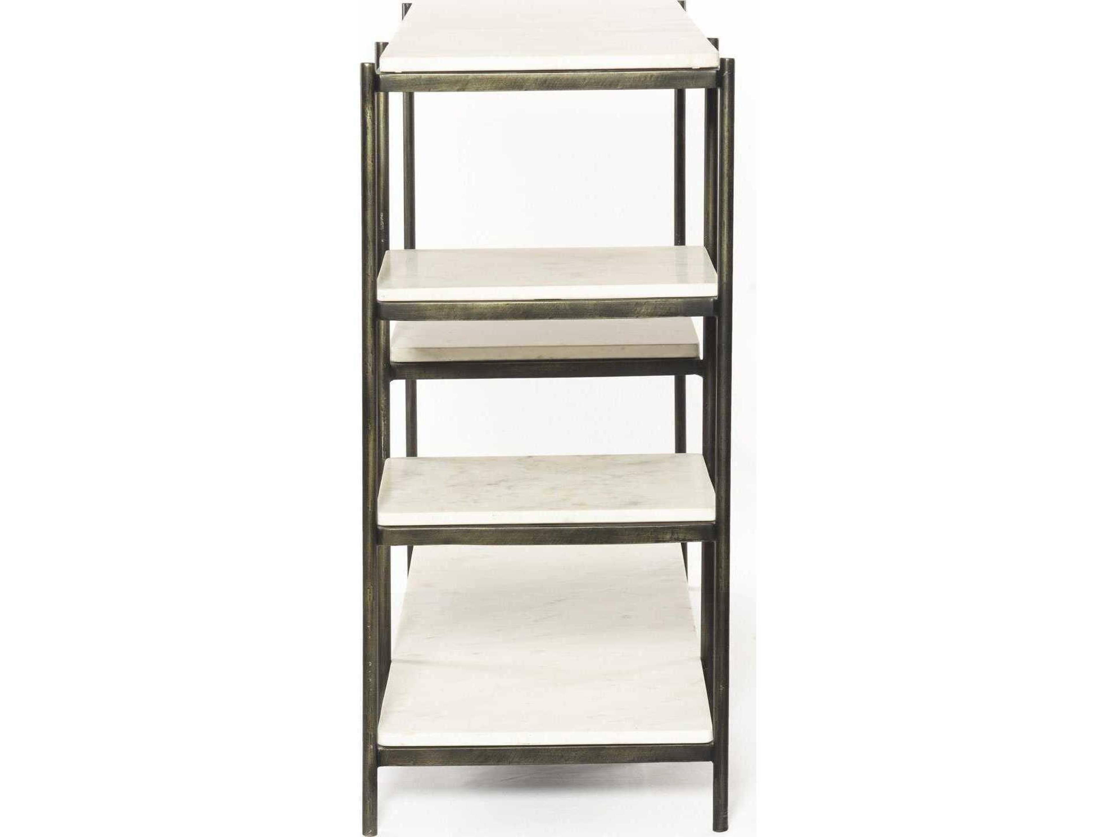 Luxecor Globetrotter Lily Rectangular Hammered Grey clear Powder Coat Polished White Marble Console Table