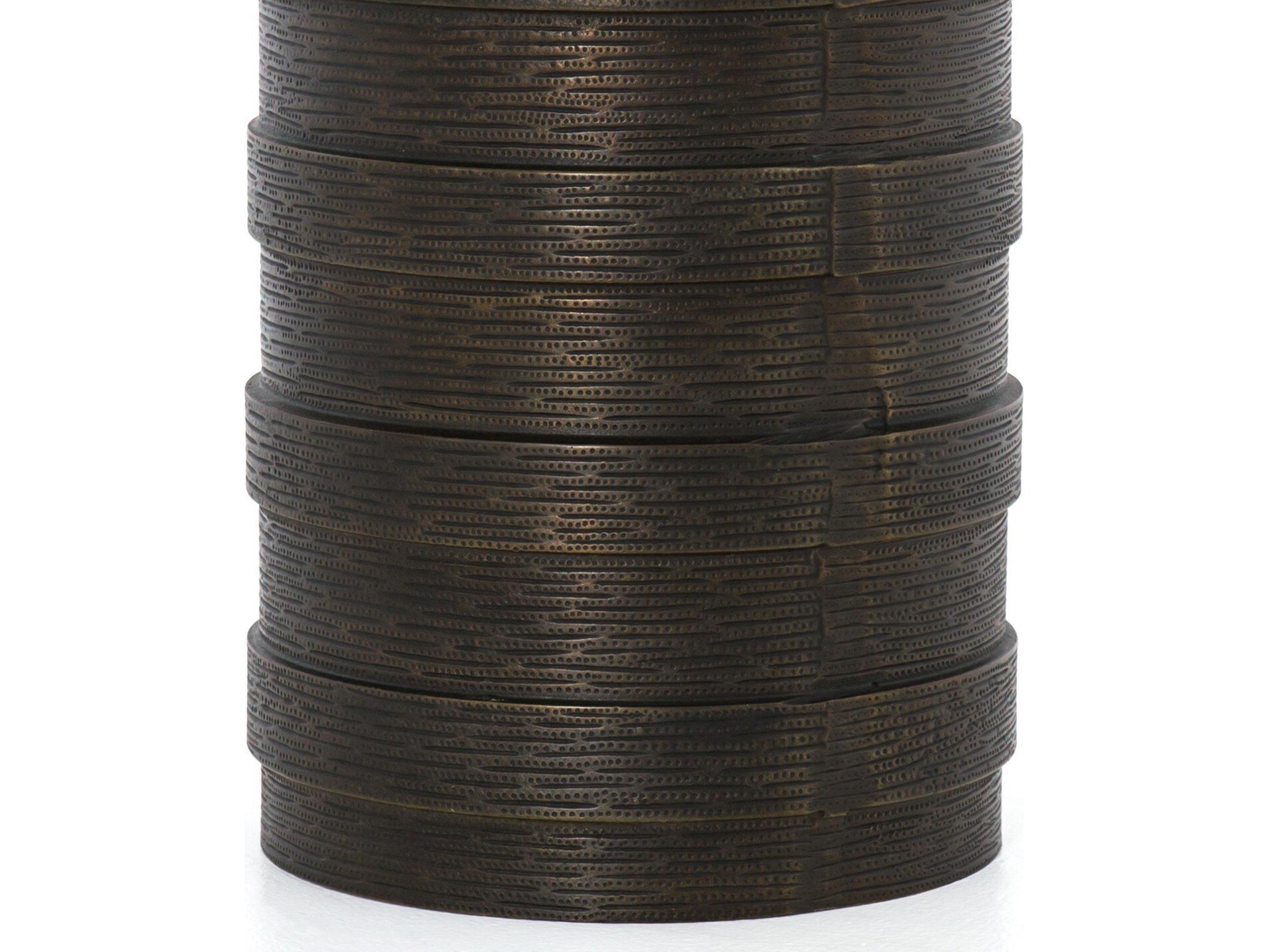 Four Hands Marlow Trello Round Metal Textured Brass End Table