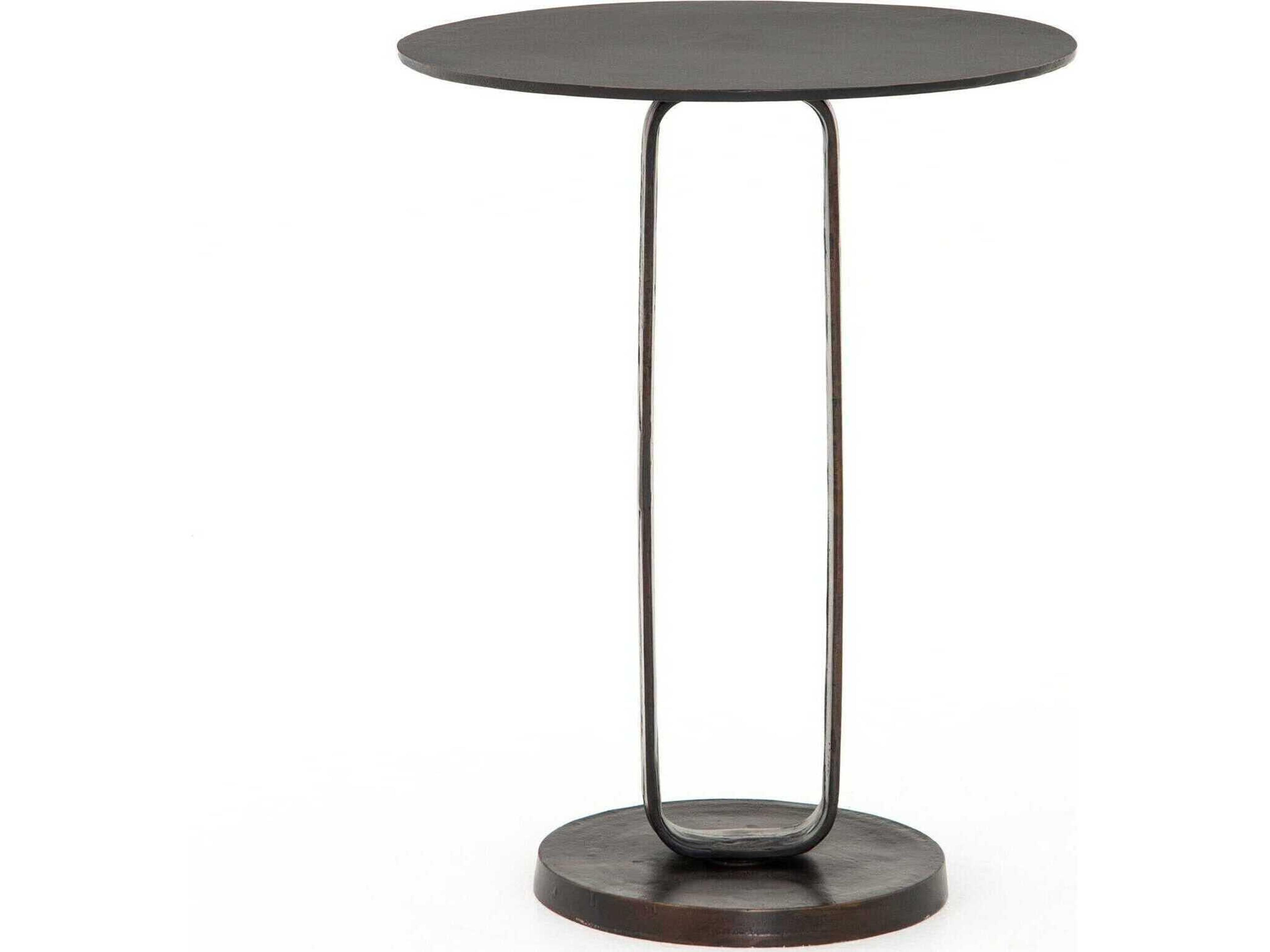 Four Hands Marlow Douglas Round Metal Antique Rust End Table