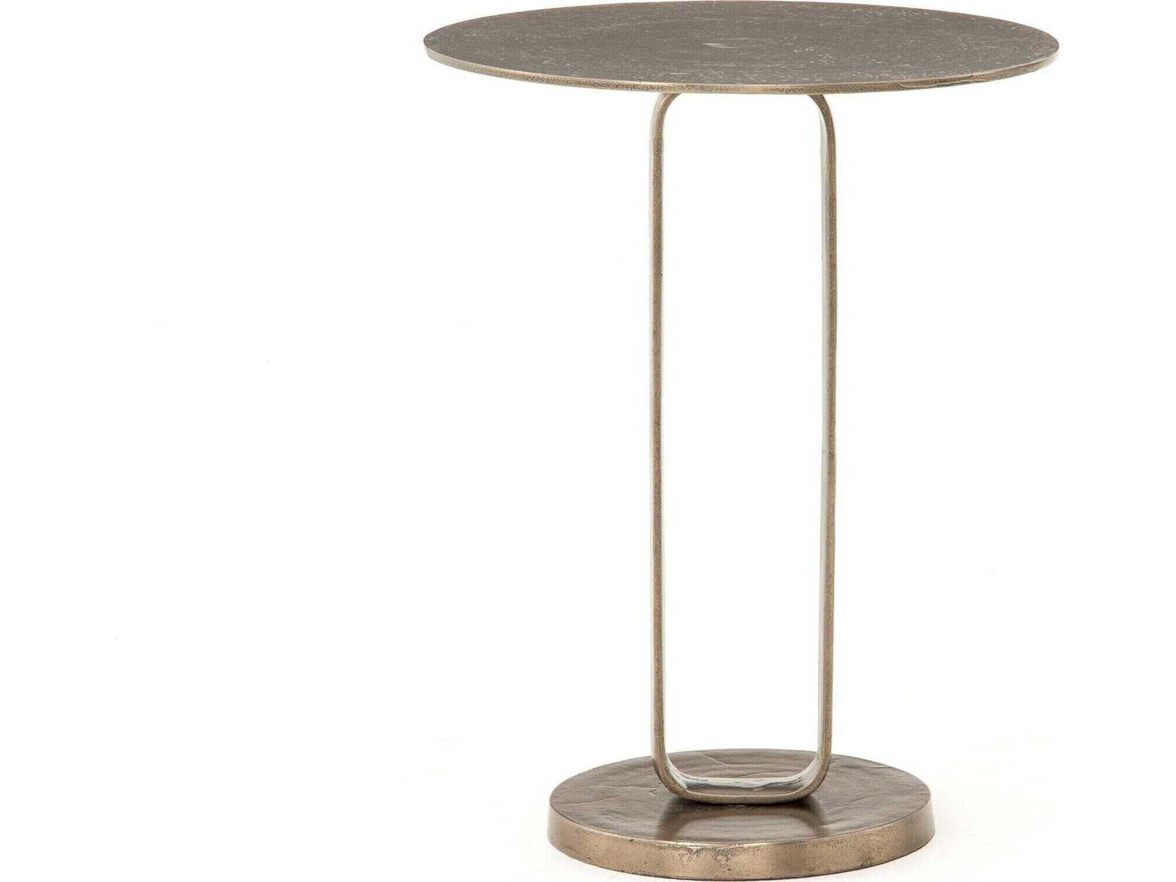 Four Hands Marlow Douglas Round Metal Aged Bronze End Table