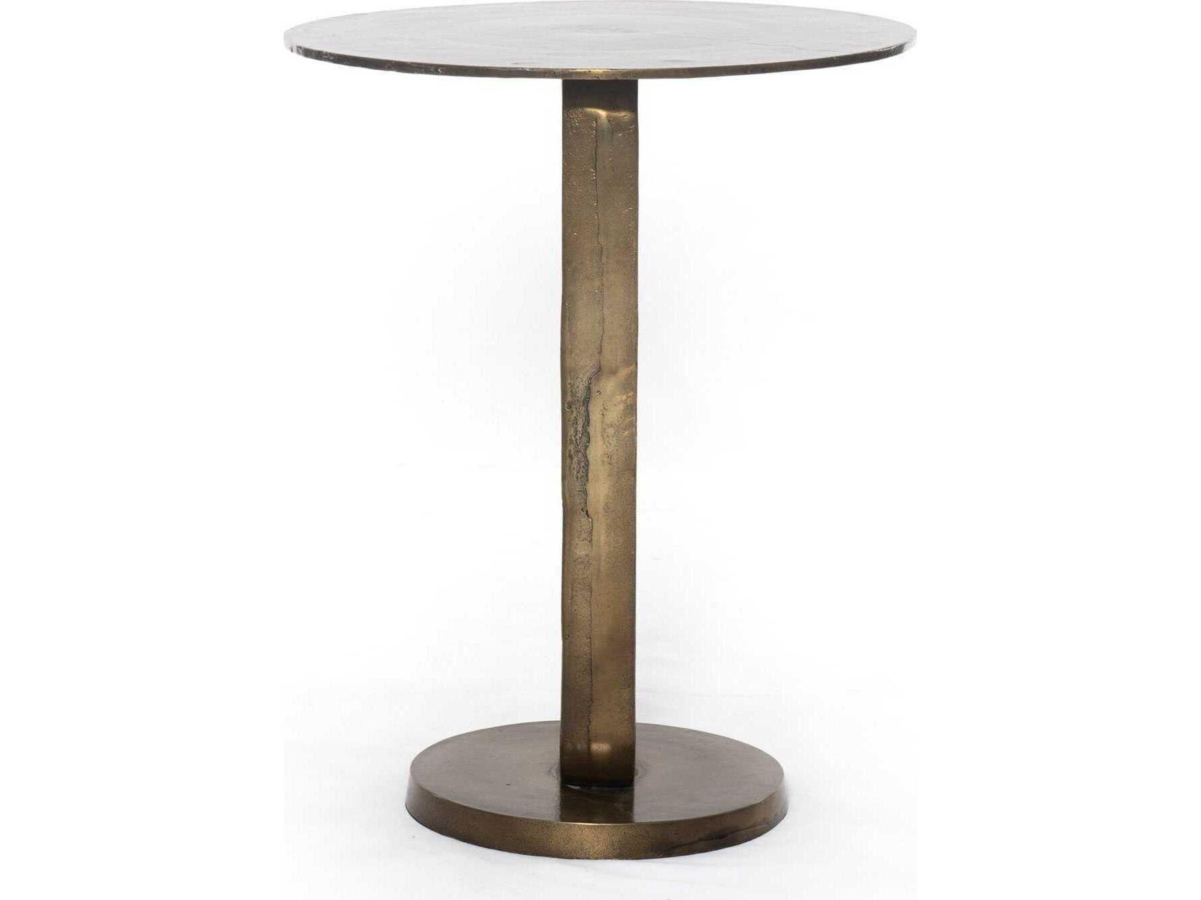 Four Hands Marlow Douglas Round Metal Aged Bronze End Table