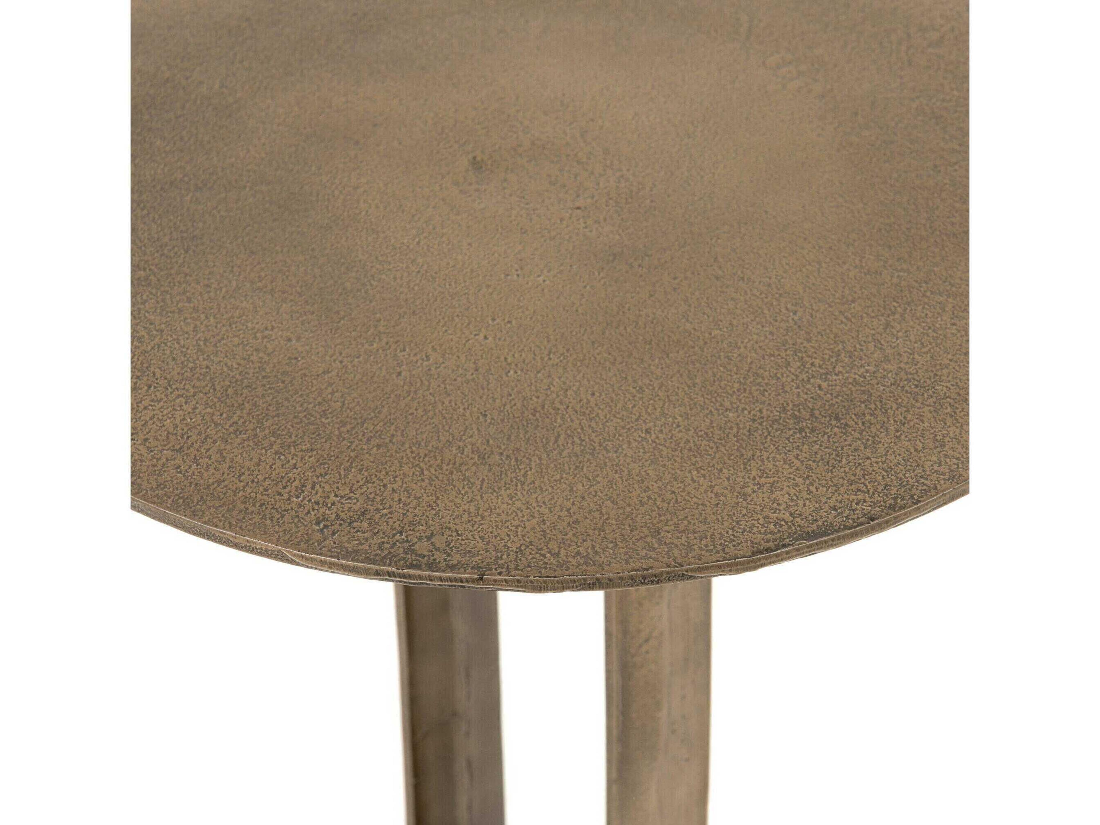 Luxecor Globetrotter Douglas Round Metal Aged Bronze End Table