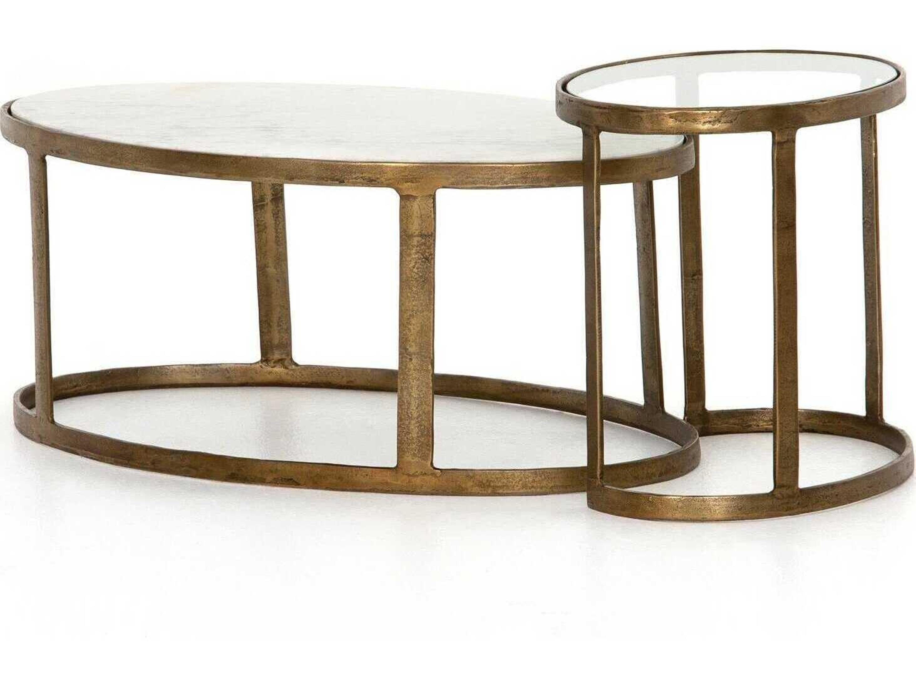 Calder Nesting Coffee Table Marlow Raw Brass and Marble