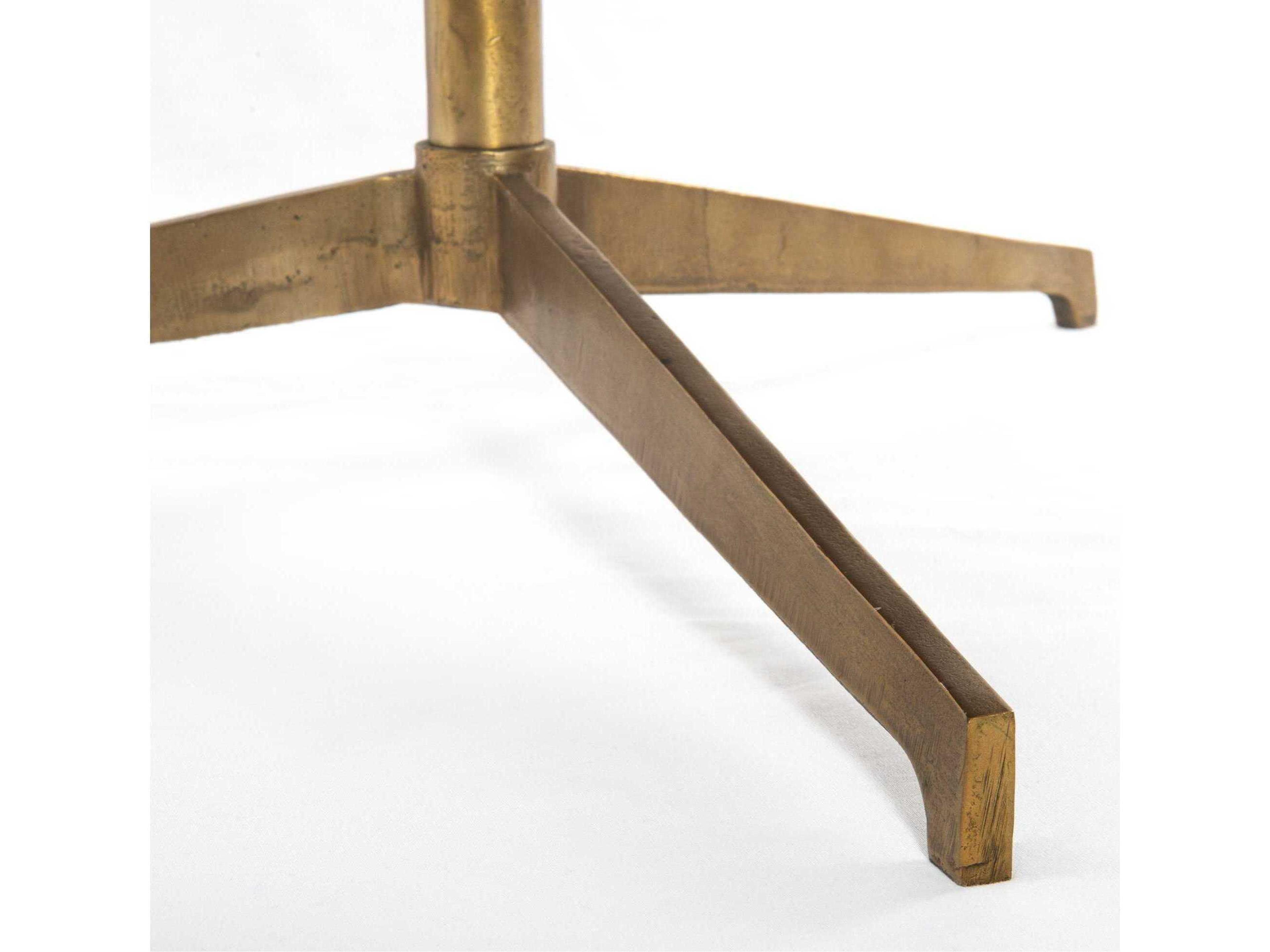 Four Hands Marlow Helen Round Raw Brass Polished White Marble Coffee Table