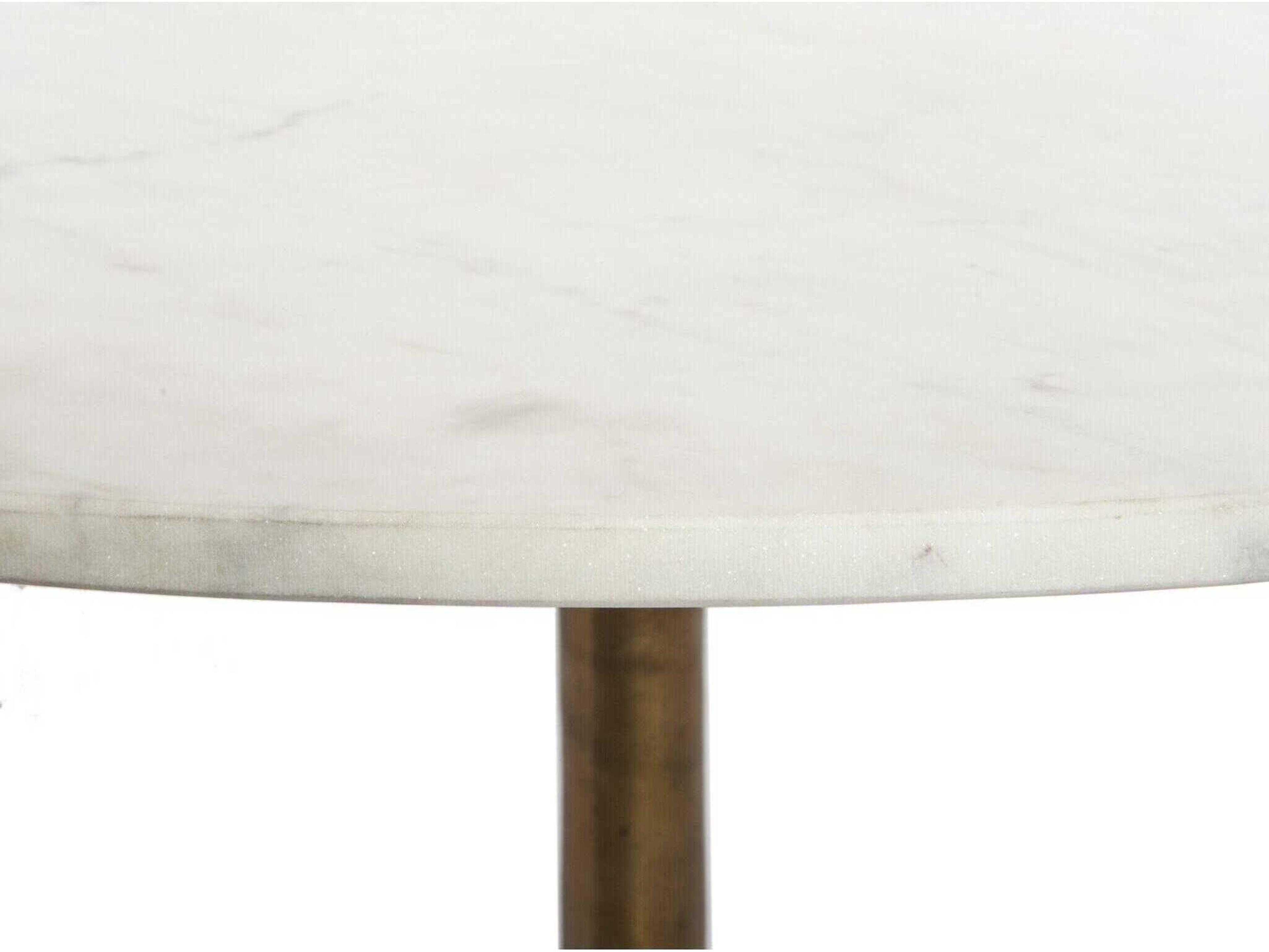Four Hands Marlow Helen Round Raw Brass Polished White Marble Coffee Table