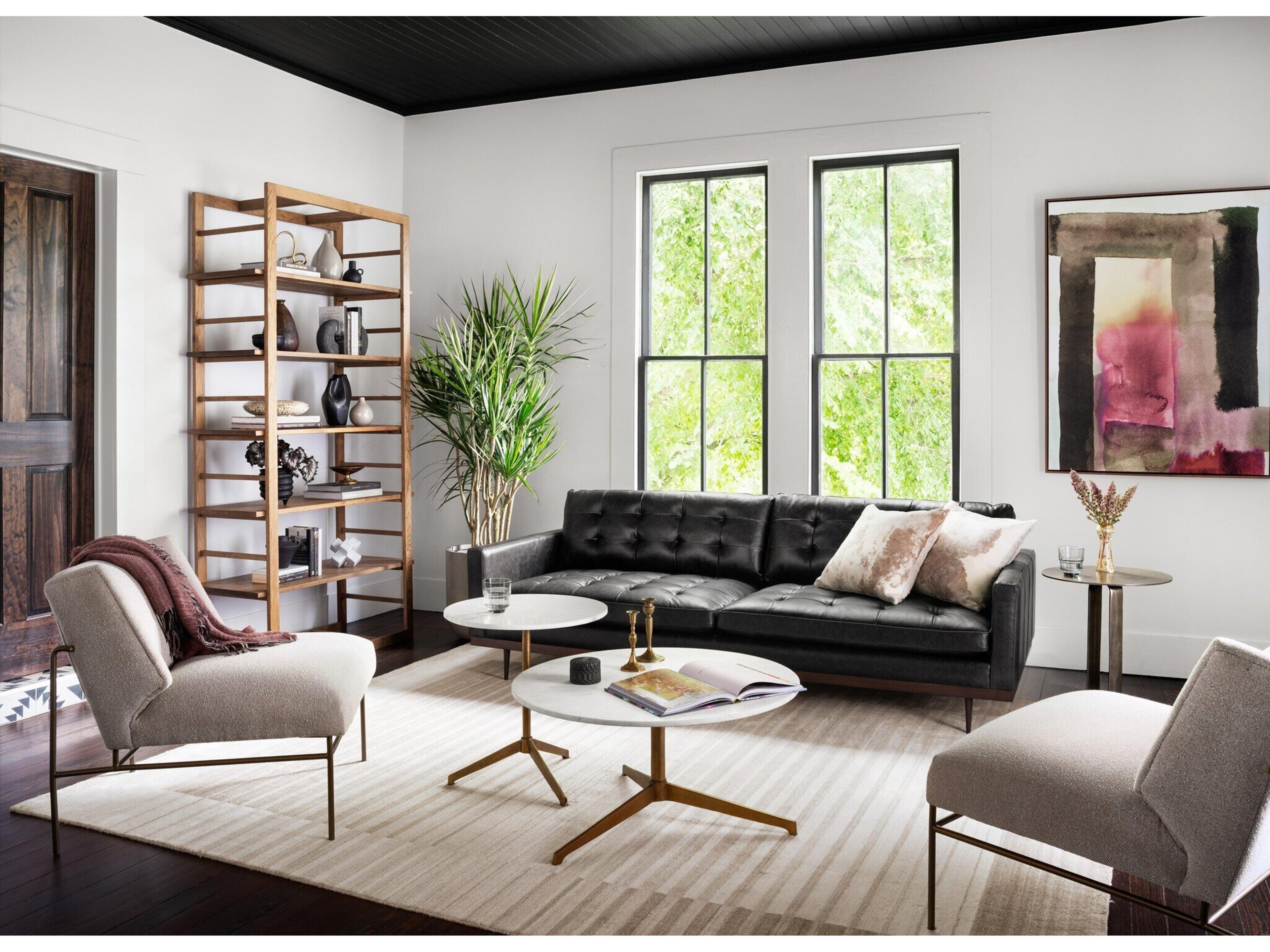 Luxecor Globetrotter Helen Round Raw Brass Polished White Marble Coffee Table