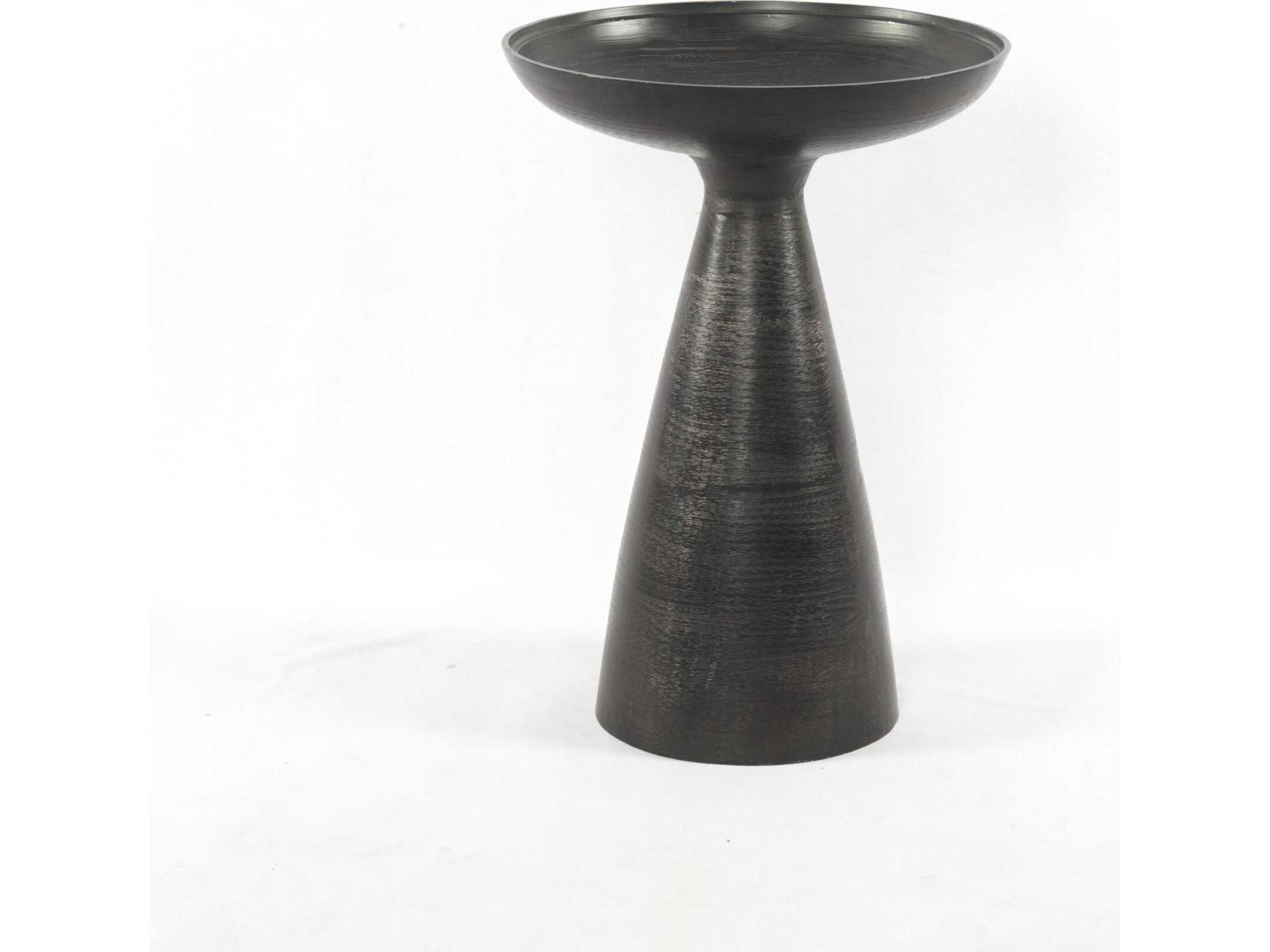 Four Hands Marlow Round Brushed Bronze Ash Glass End Table