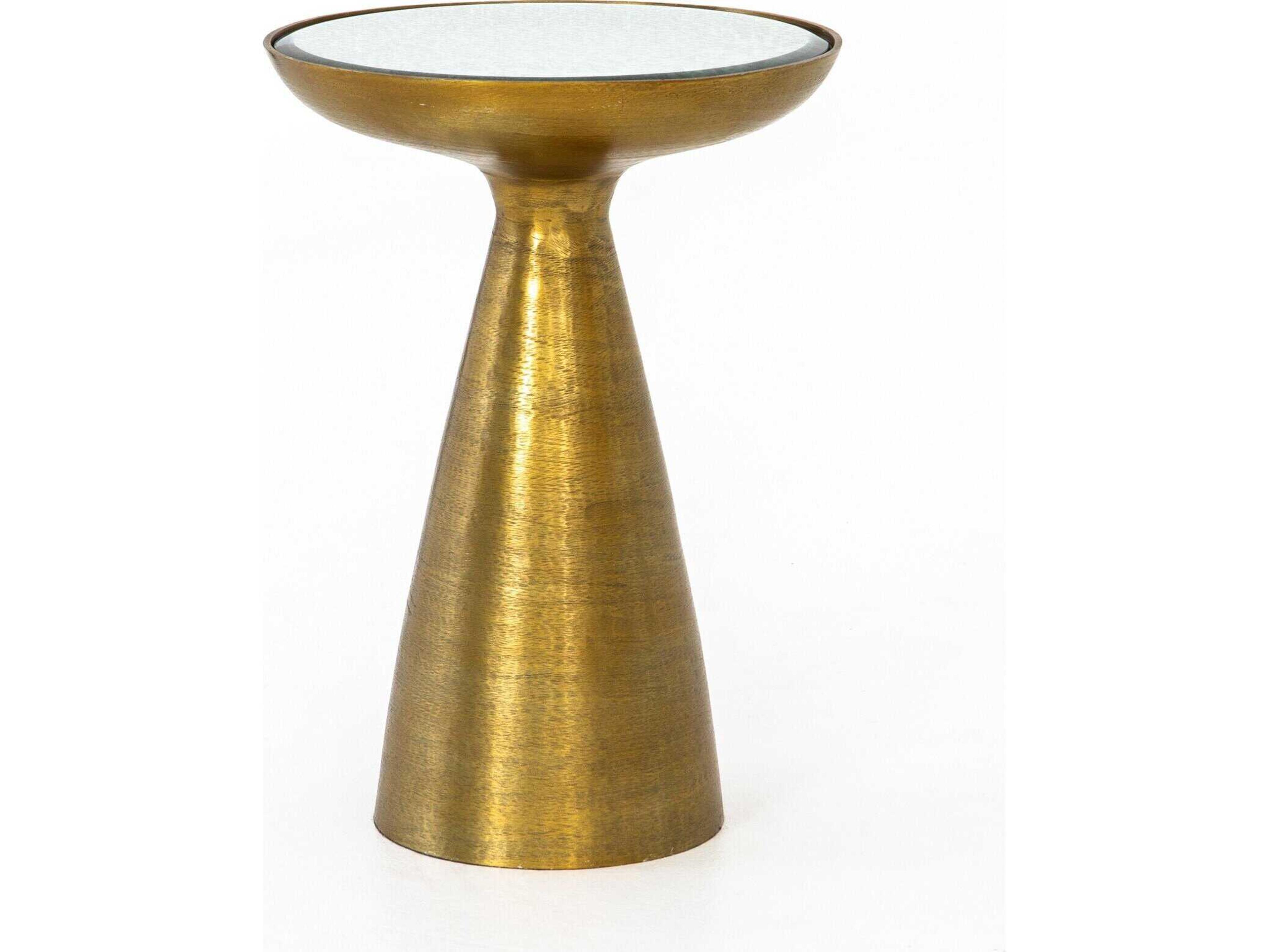 Marlow Mod Pedestal Table Brushed Brass