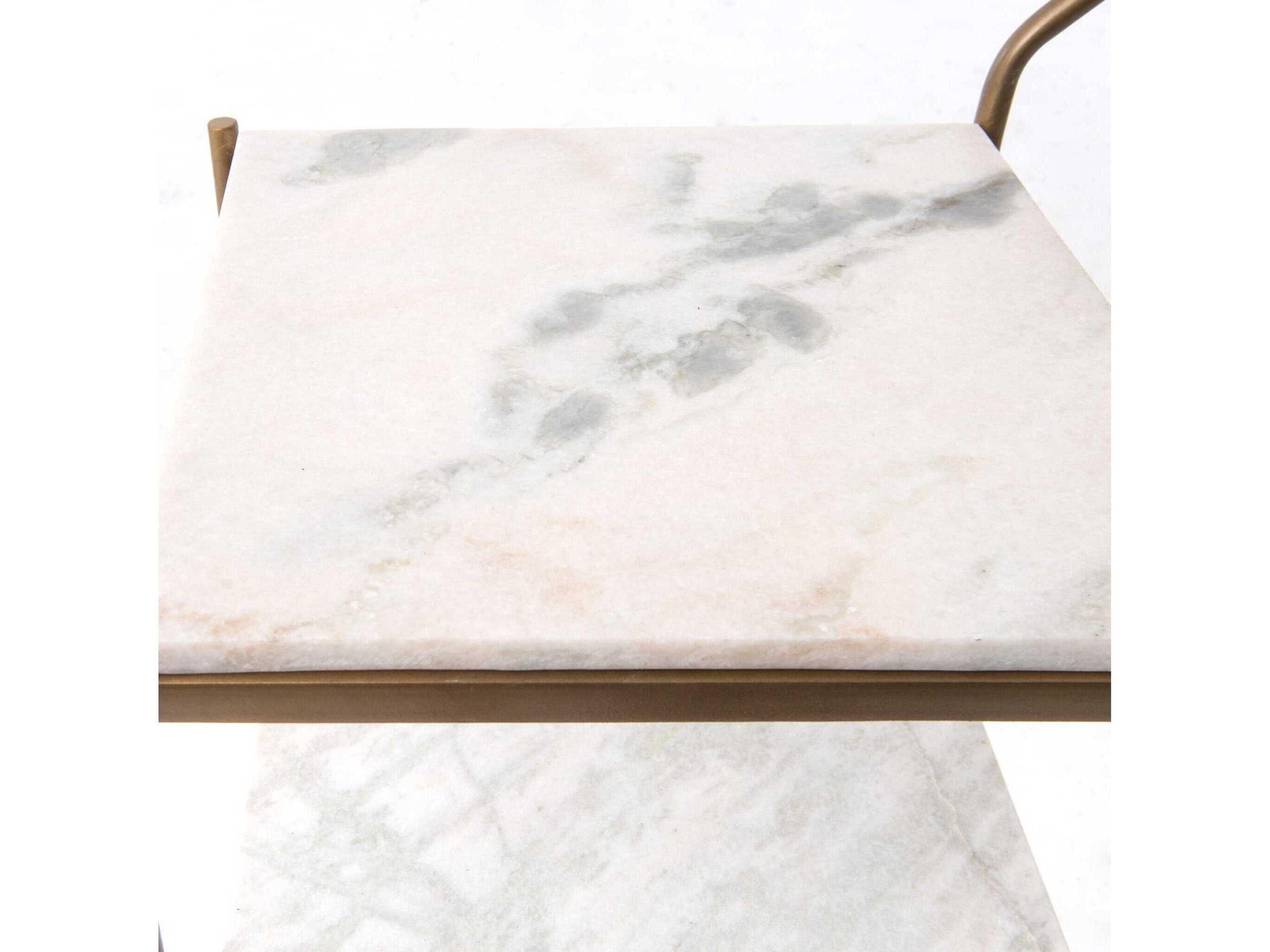 Four Hands Marlow Marble Gold Bar Cart