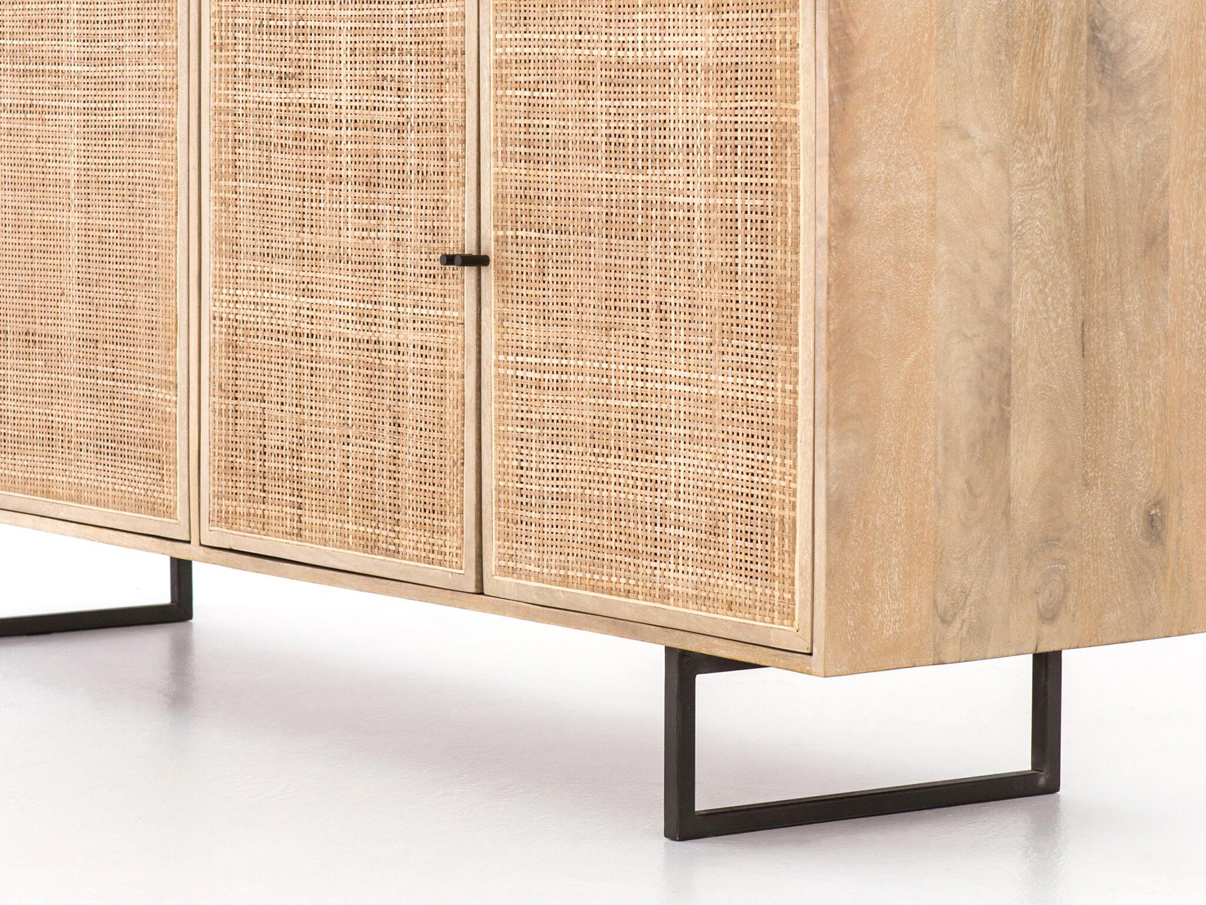 Four Hands Prescott Carmel 72" Mango Wood Natural Cane Gunmetal Sideboard