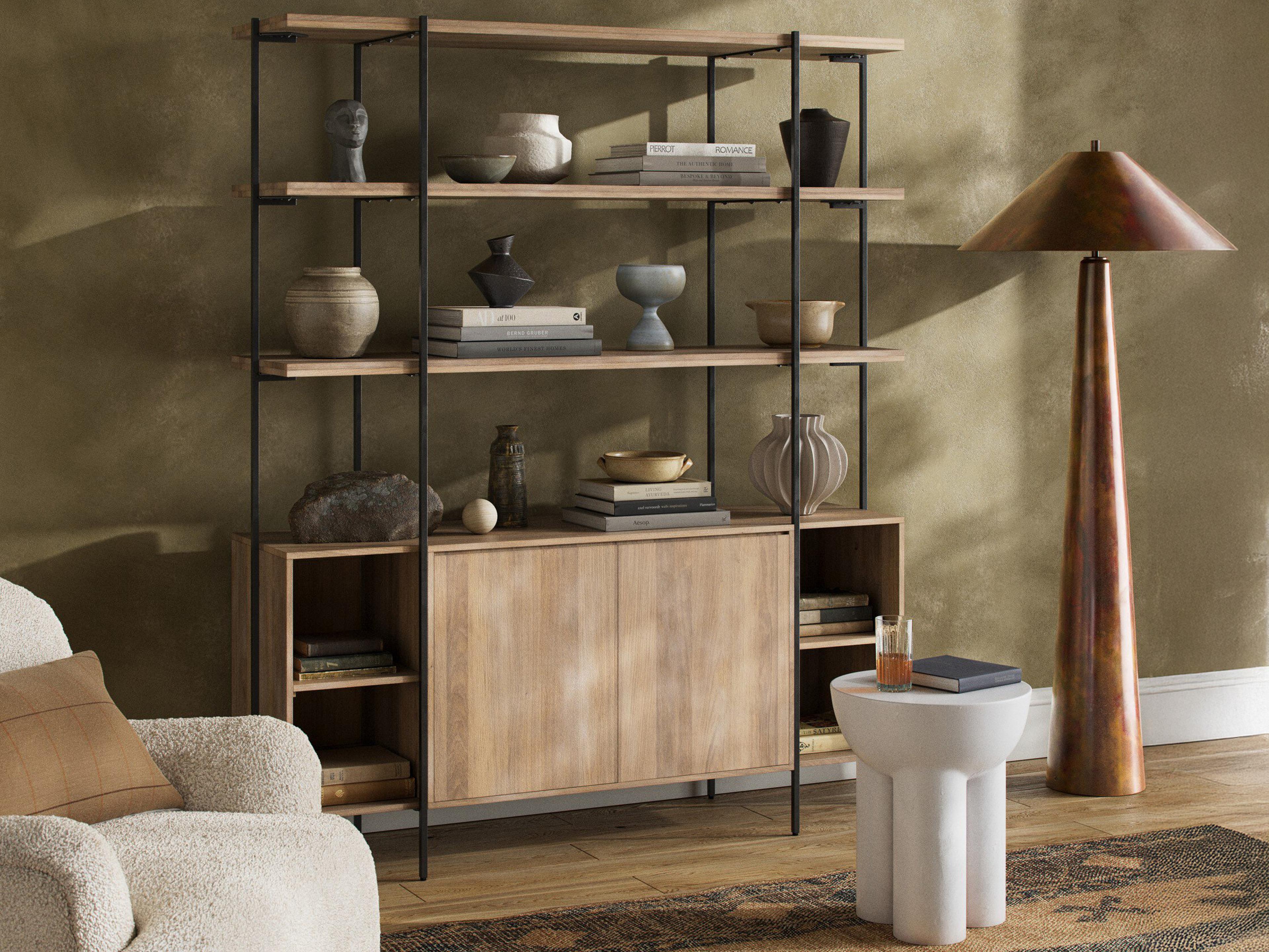 Four Hands Prescott Elena 65" Mango Wood Natural Satin Black Sideboard