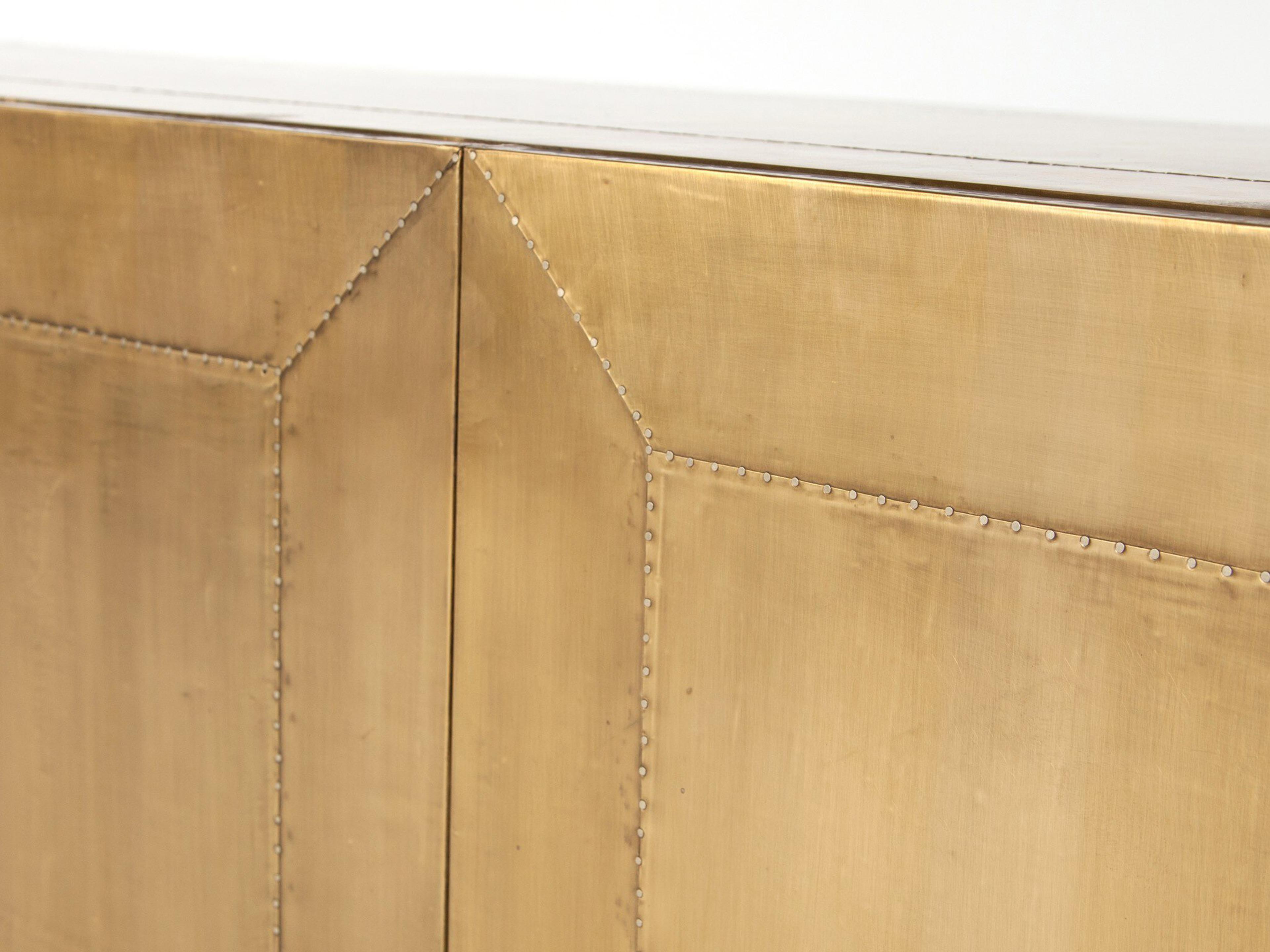 Four Hands Rockwell Freda 72" Mango Wood Grey Natural Brushed Brass Clad Sideboard