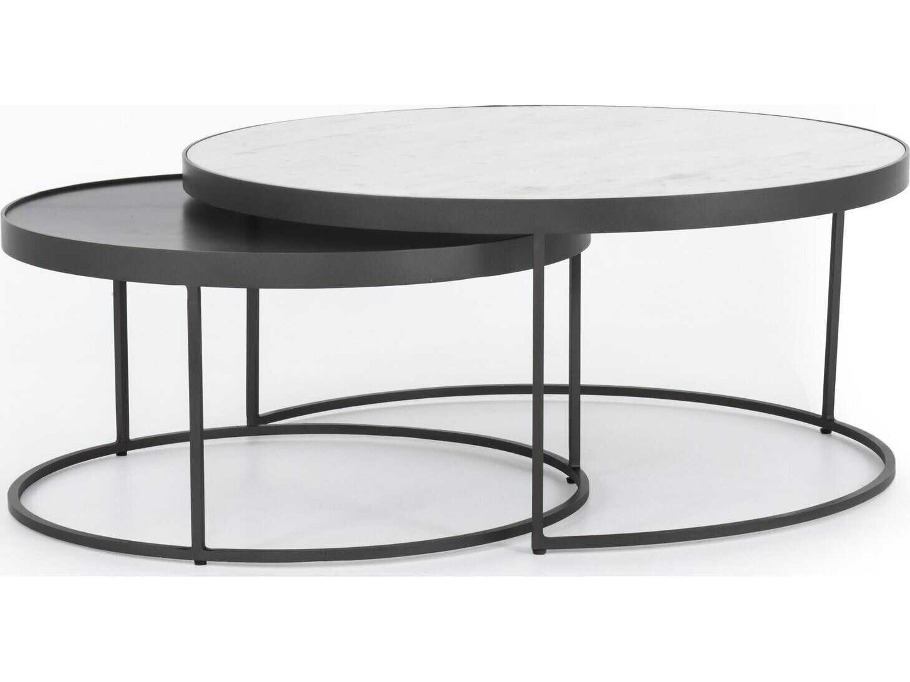 Rockwell Evelyn Round Gunmetal Polished White Marble End Table