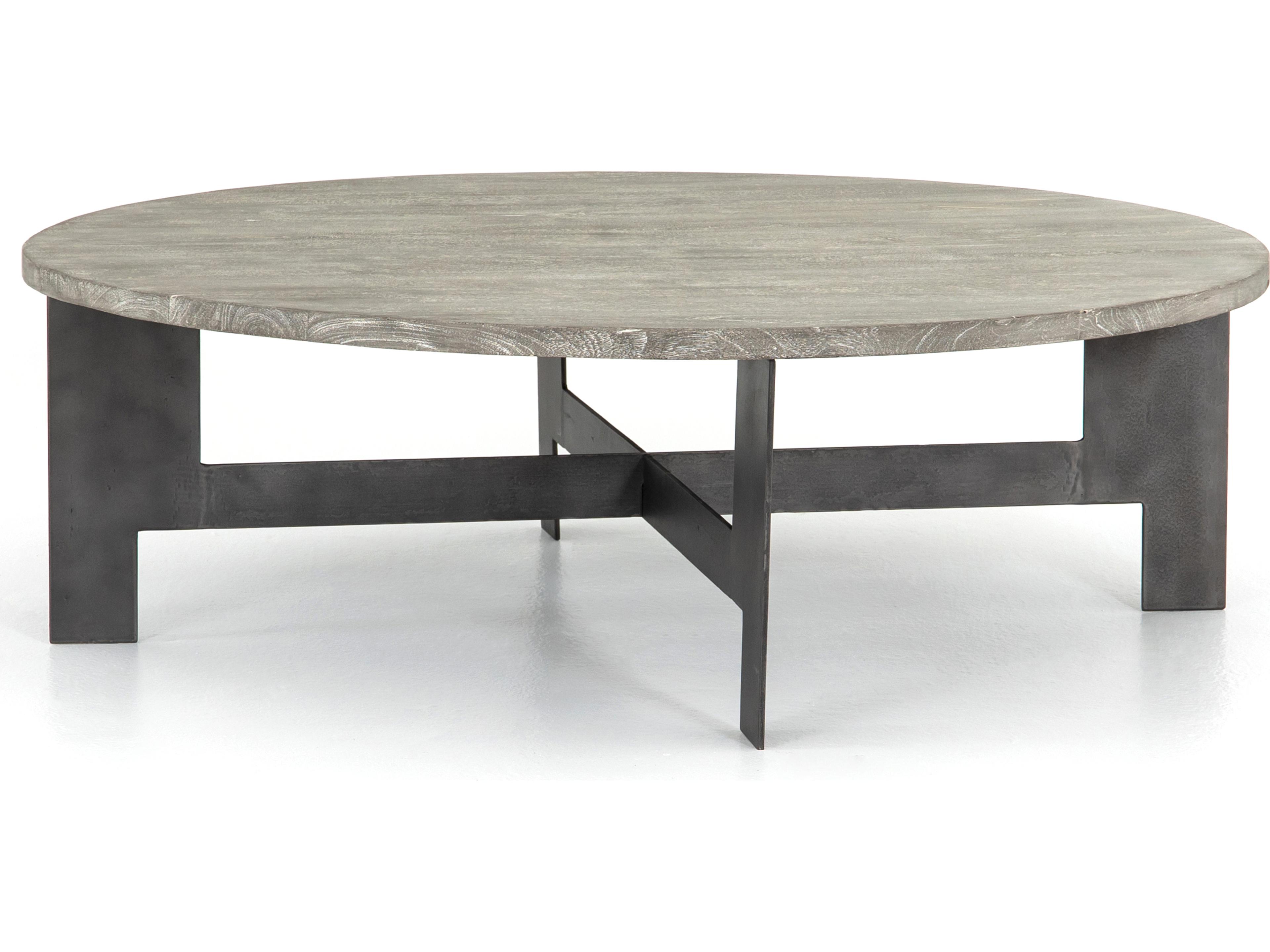 Globetrotter Round Wood Gunmetal Charcoal Coffee Table