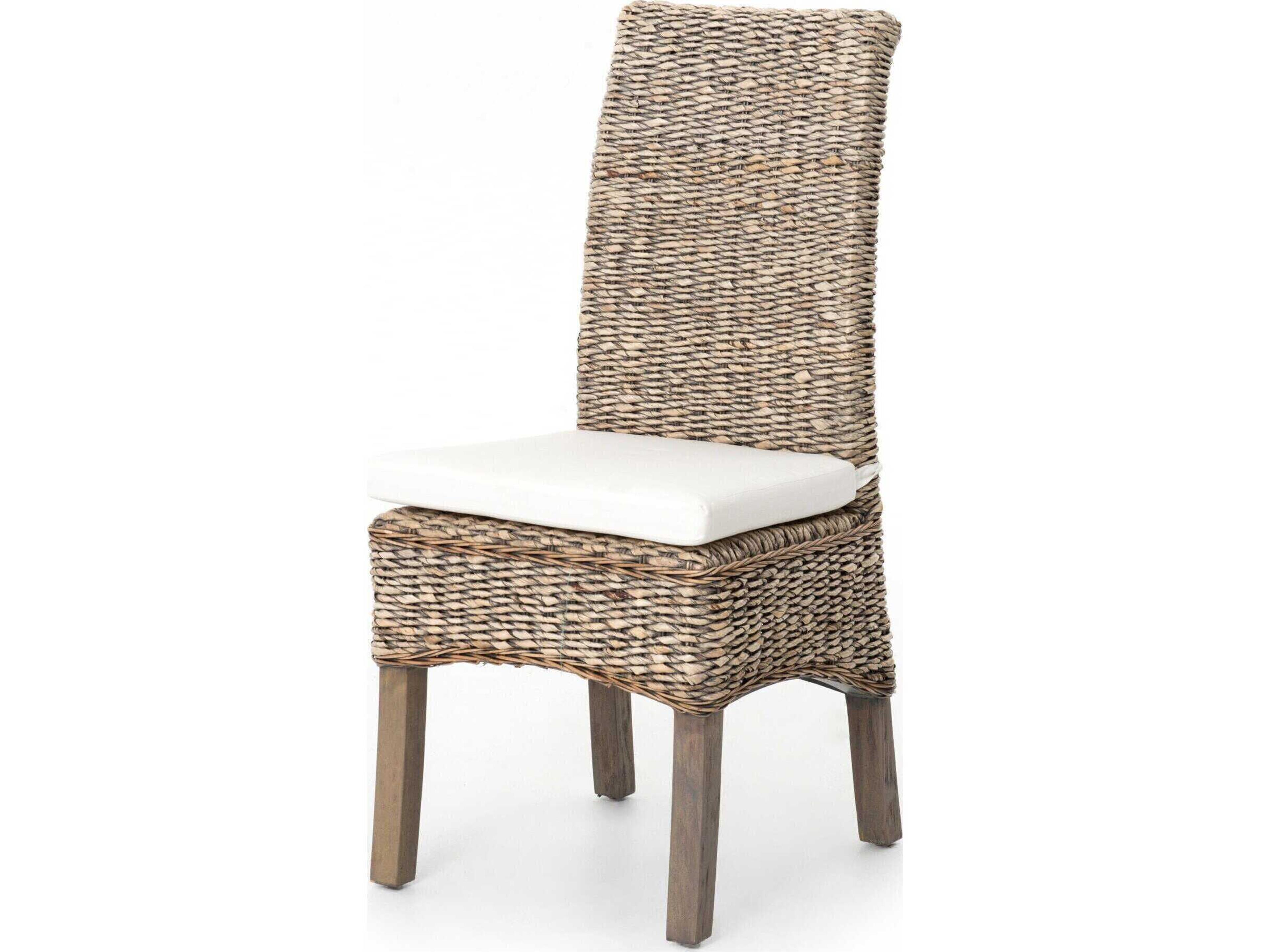 Grass Roots Mahogany Wood Gray Upholstered Side Dining Chair
