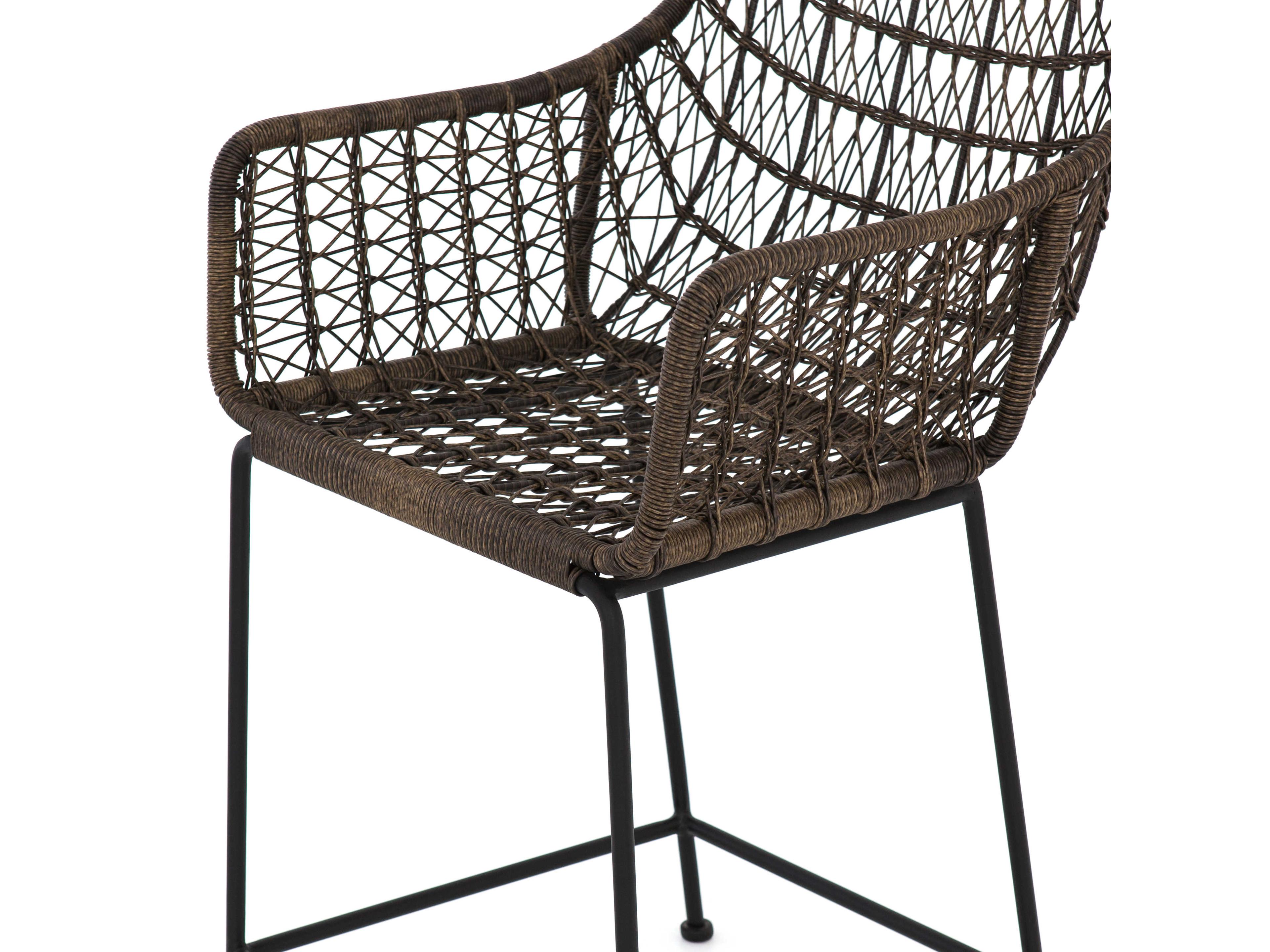 Four Hands Grass Roots Bandera Wicker Natural Black Distressed Grey Counter Stool
