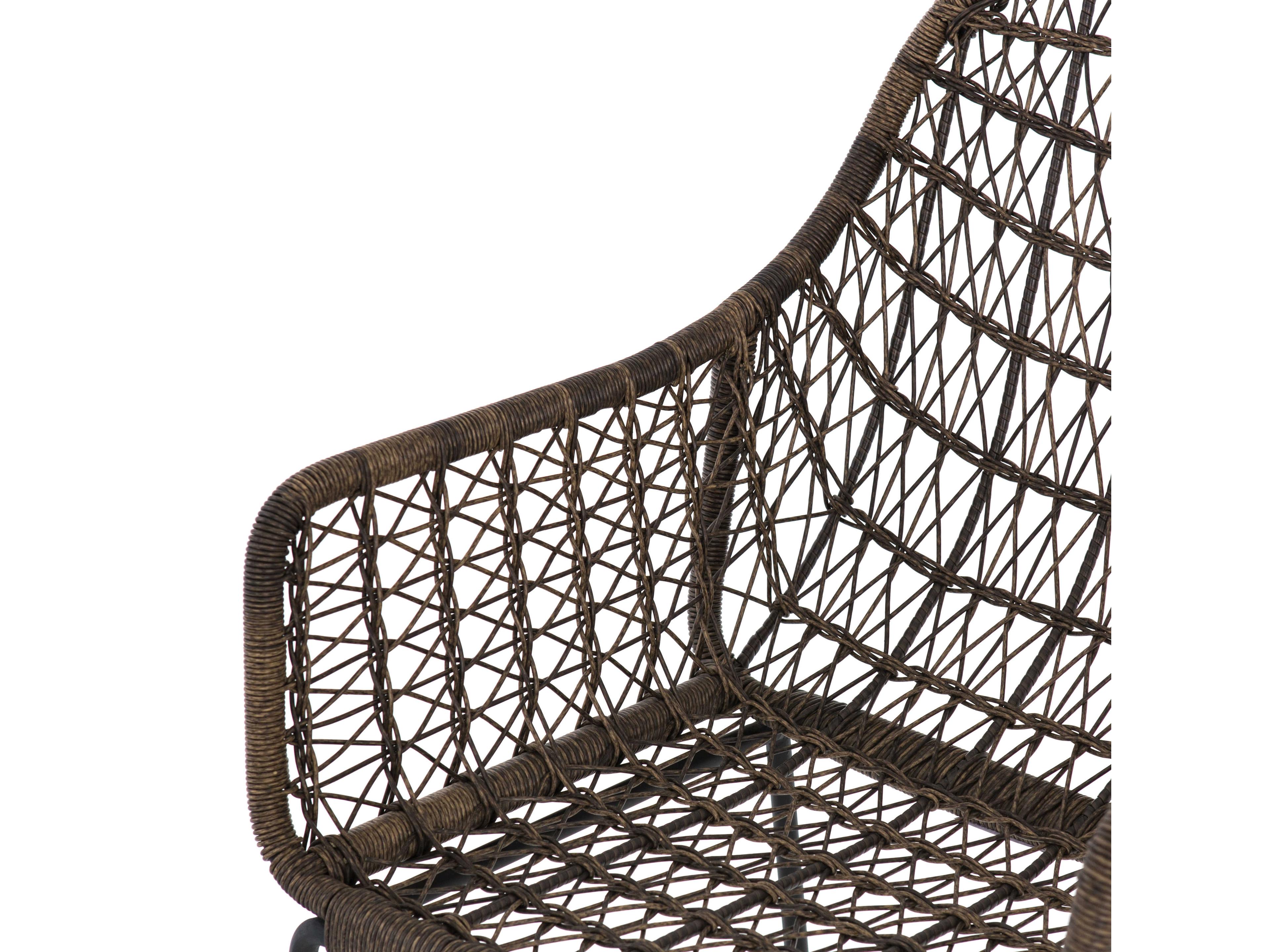 Four Hands Grass Roots Bandera Wicker Natural Black Distressed Grey Counter Stool