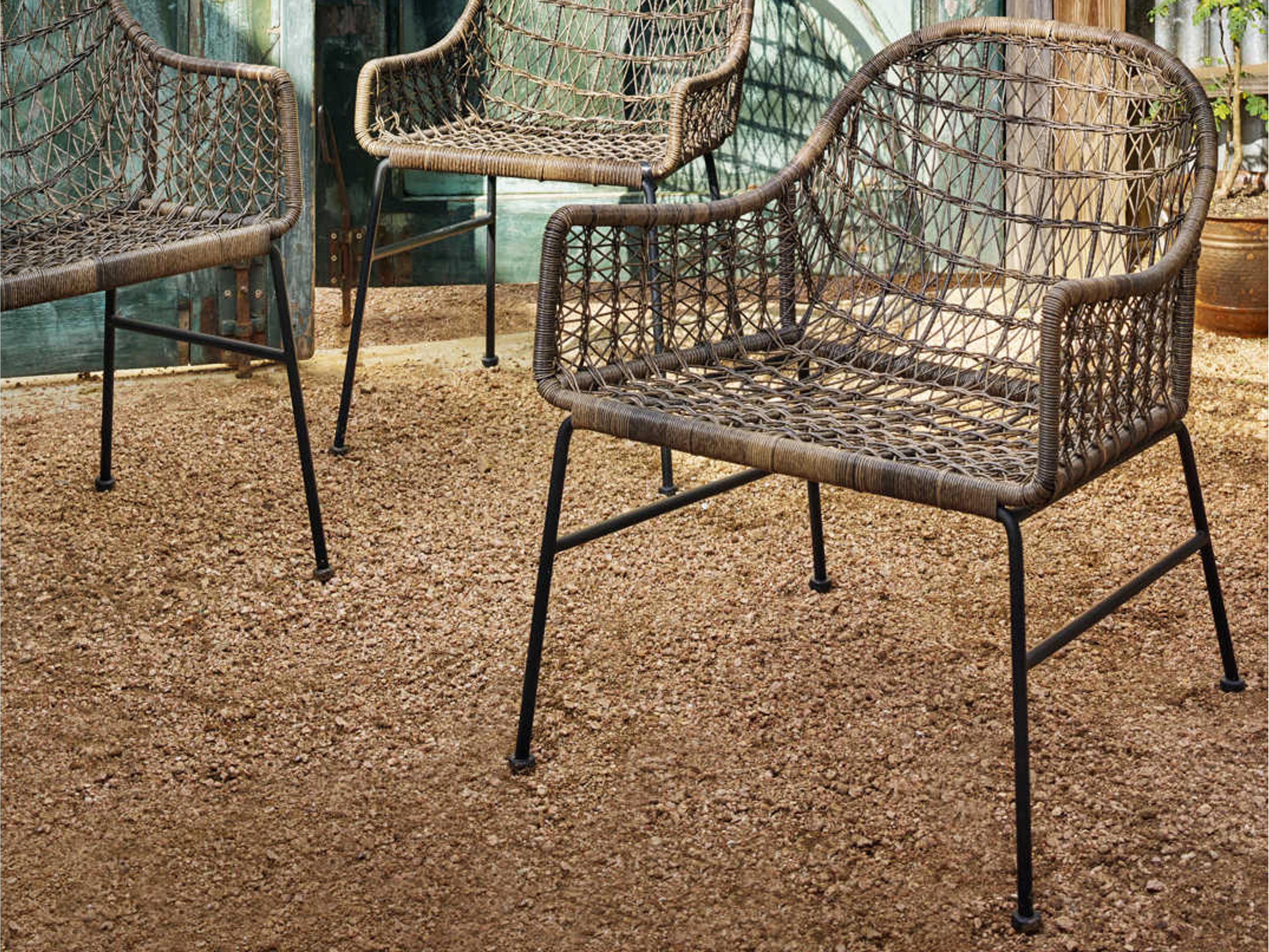 Four Hands Grass Roots Bandera Wicker Gray Arm Dining Chair