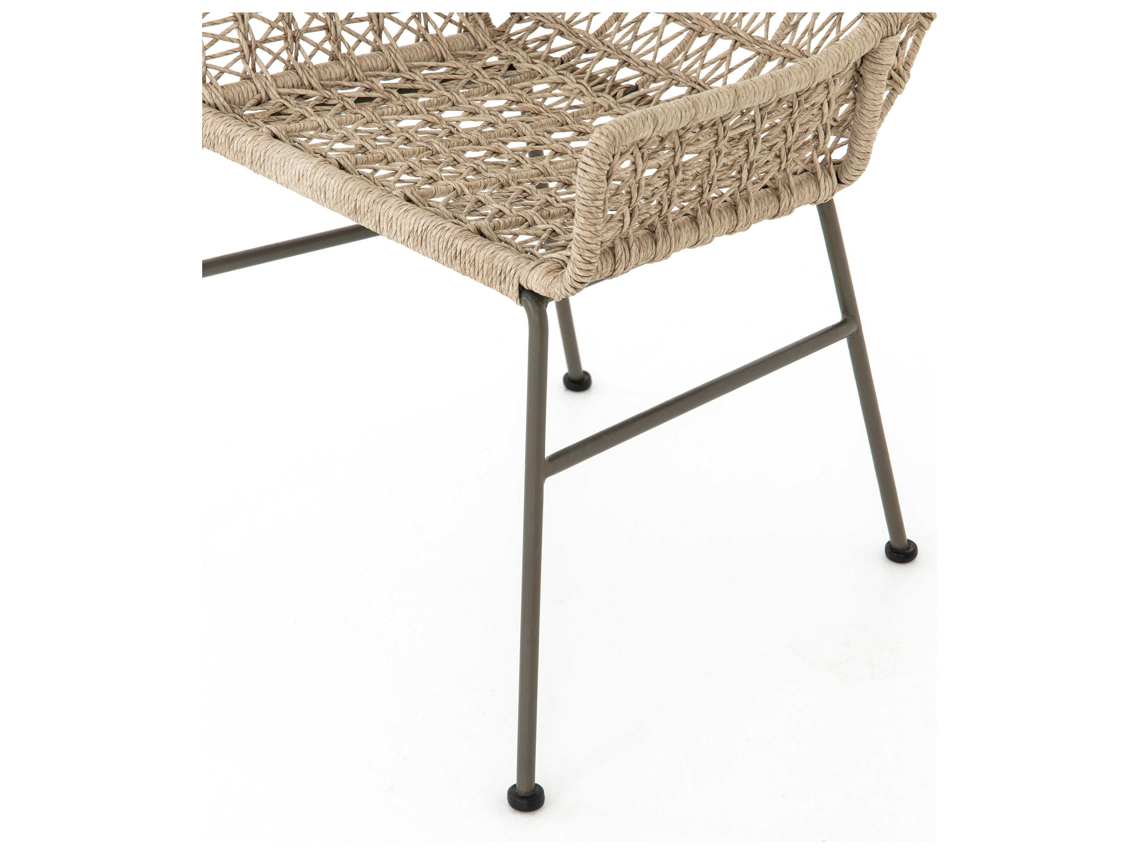Four Hands Grass Roots Bandera Wicker White Arm Dining Chair