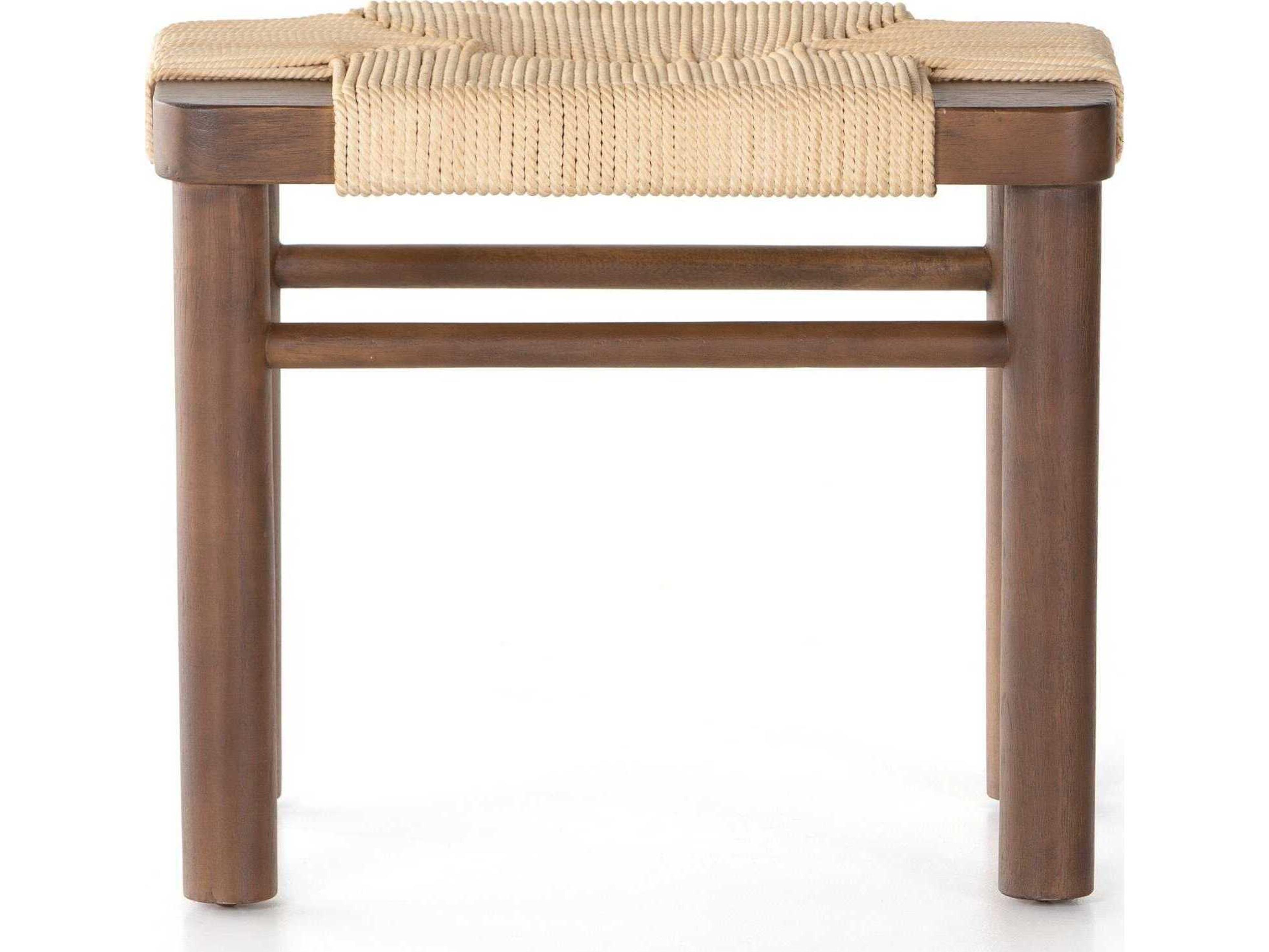 Four Hands Grass Roots Russet Mahogany Vintage Cotton Brown Accent Stool