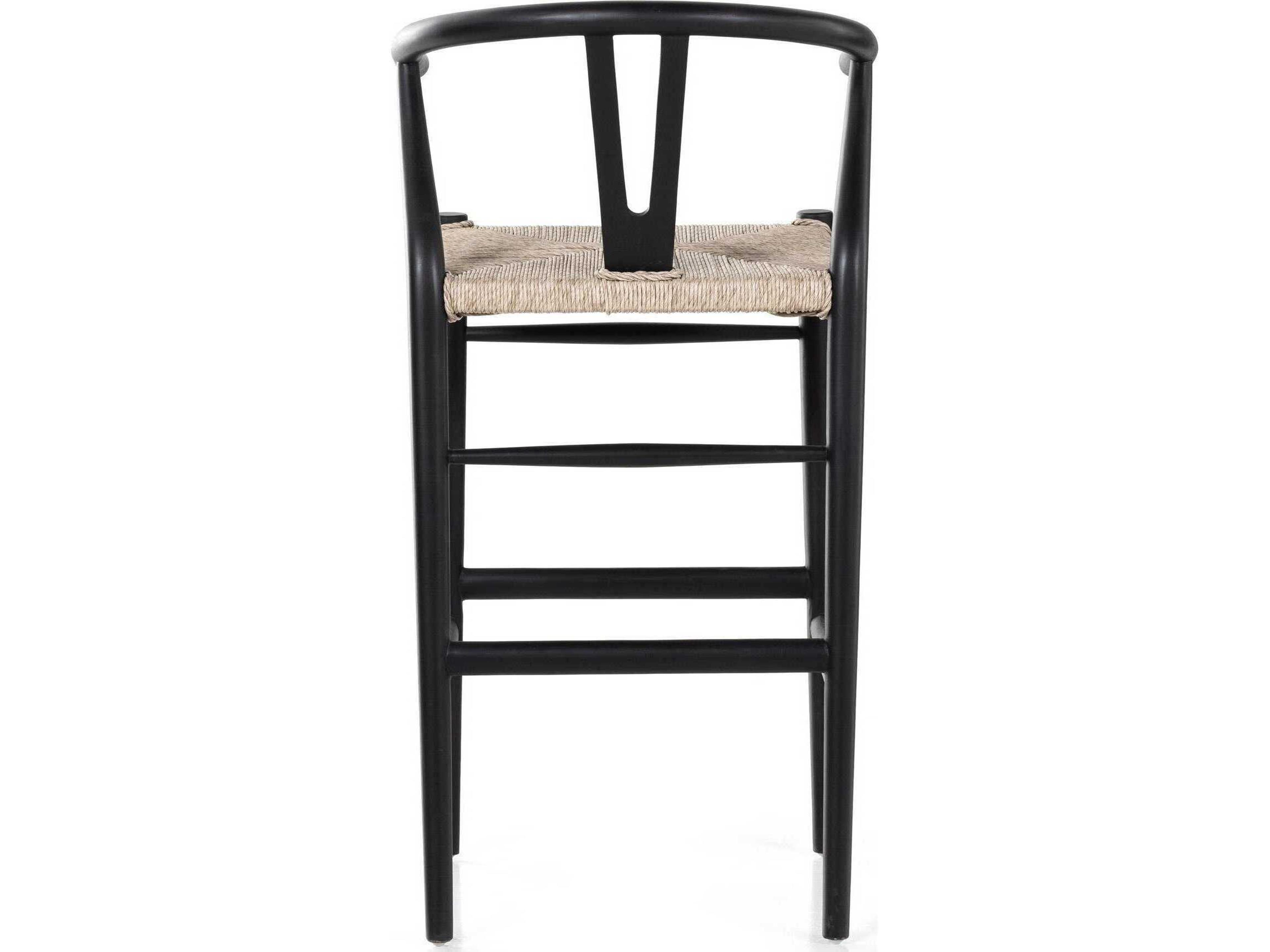 Four Hands Grass Roots Muestra Wood Teak None Black Vintage White Bar Stool