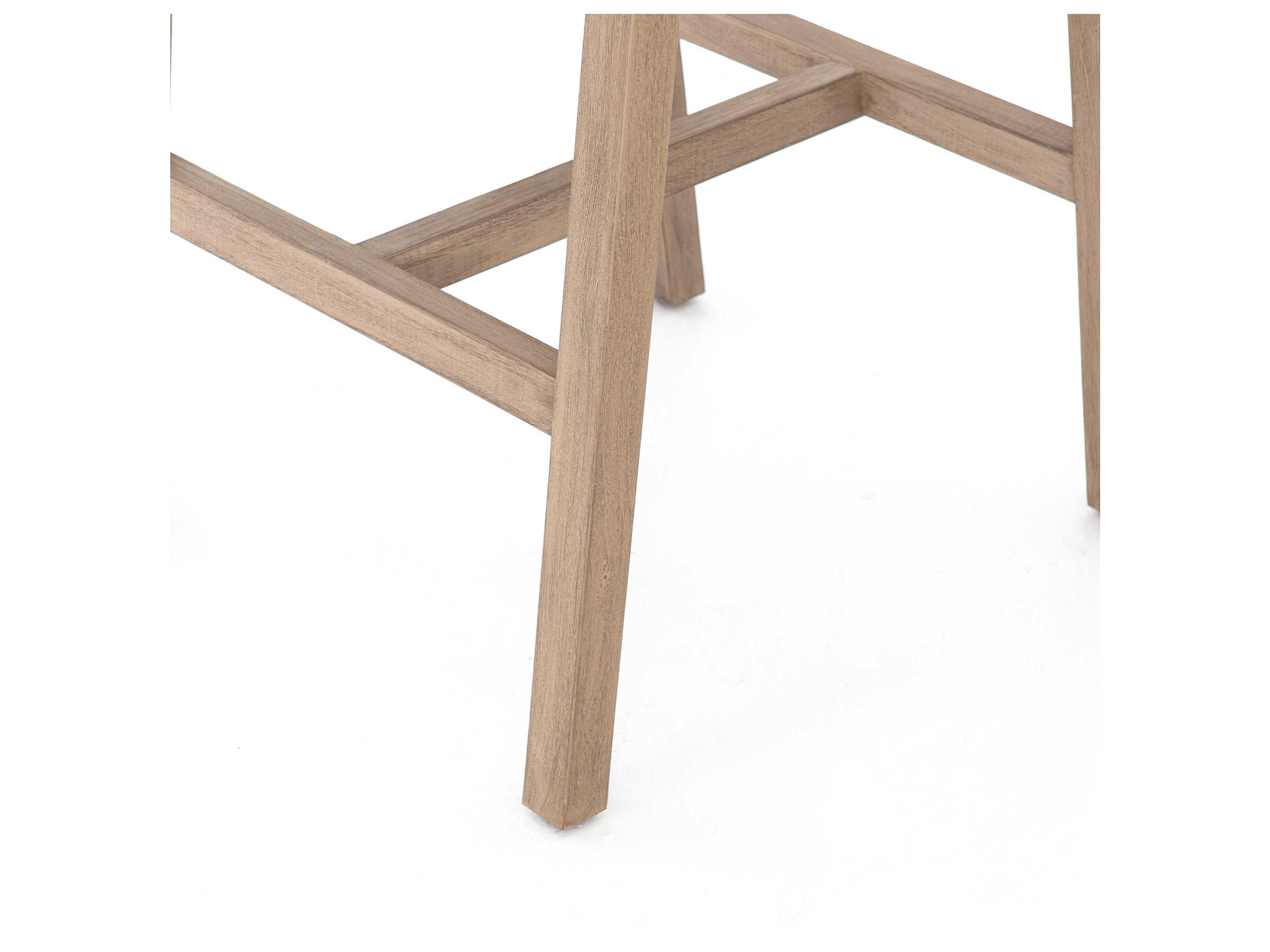 Four Hands Solano Delano Teak Wood Thick Grey Rope Washed Brown Bar Stool