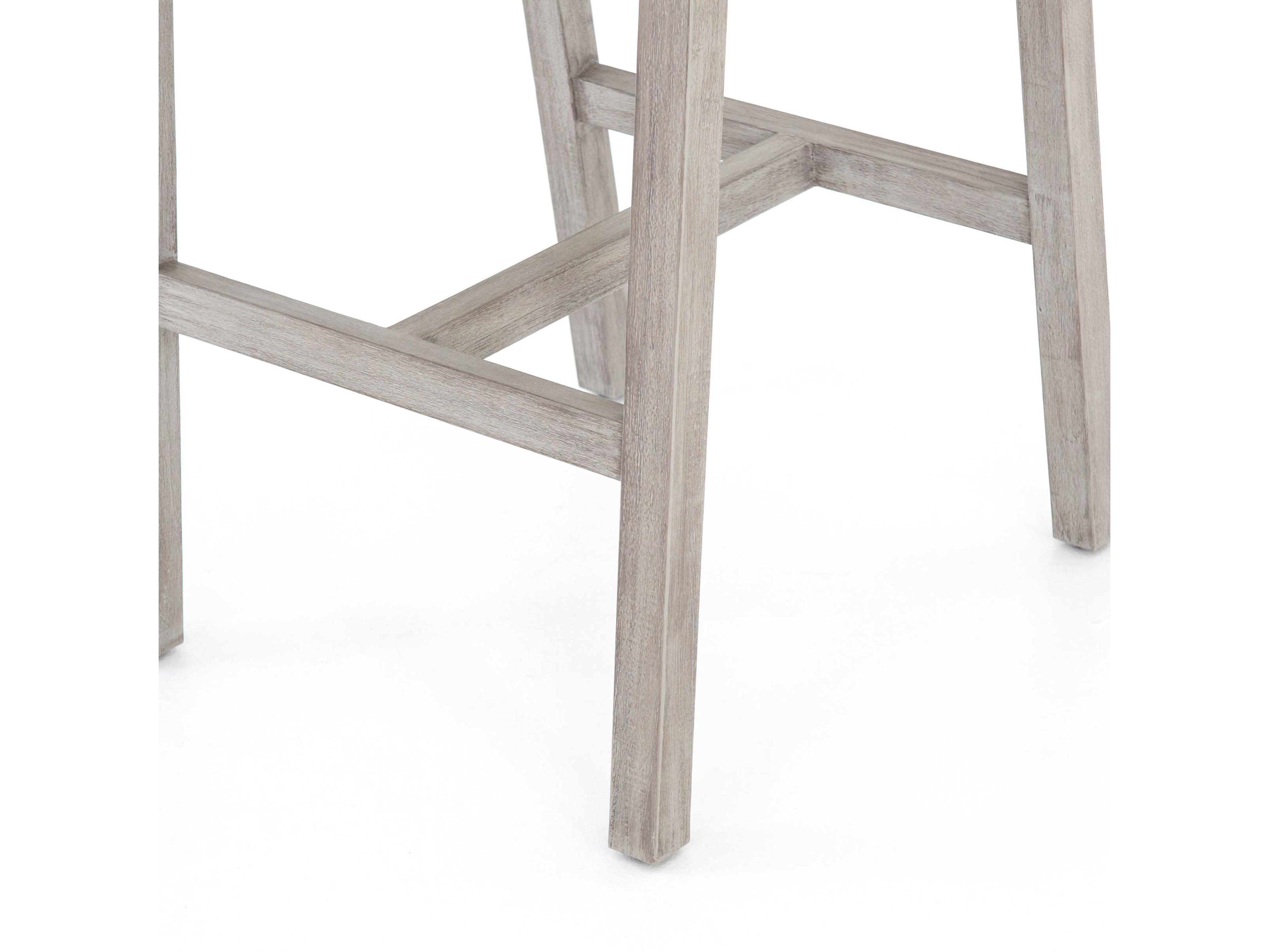 Four Hands Solano Delano Teak Wood Thick Dark Grey Rope Weathered Bar Stool