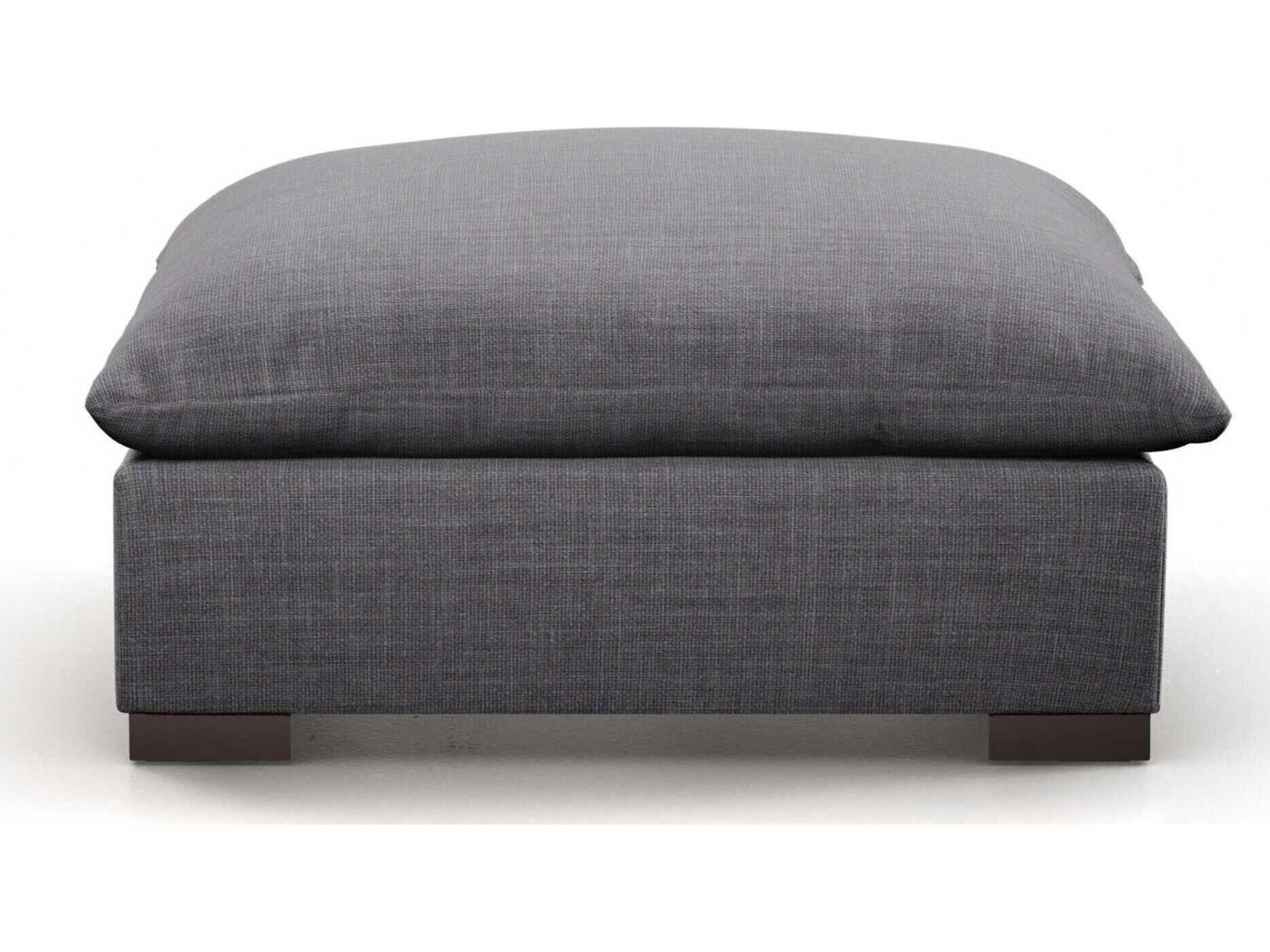Four Hands Atelier Westwood Espresso Bennett Charcoal Gray Upholstered Ottoman