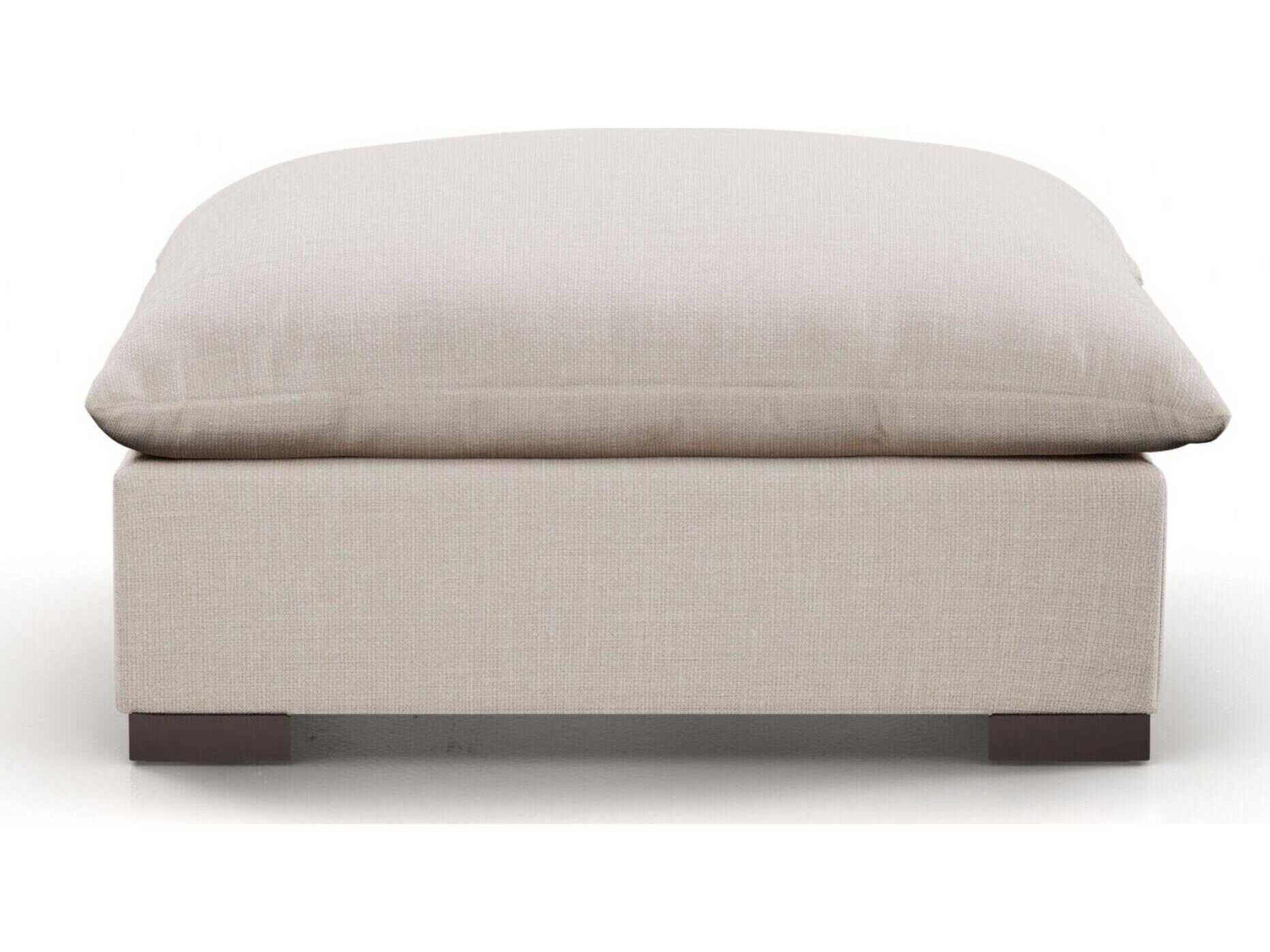 Four Hands Atelier Westwood Espresso Bennett Moon Beige Upholstered Ottoman