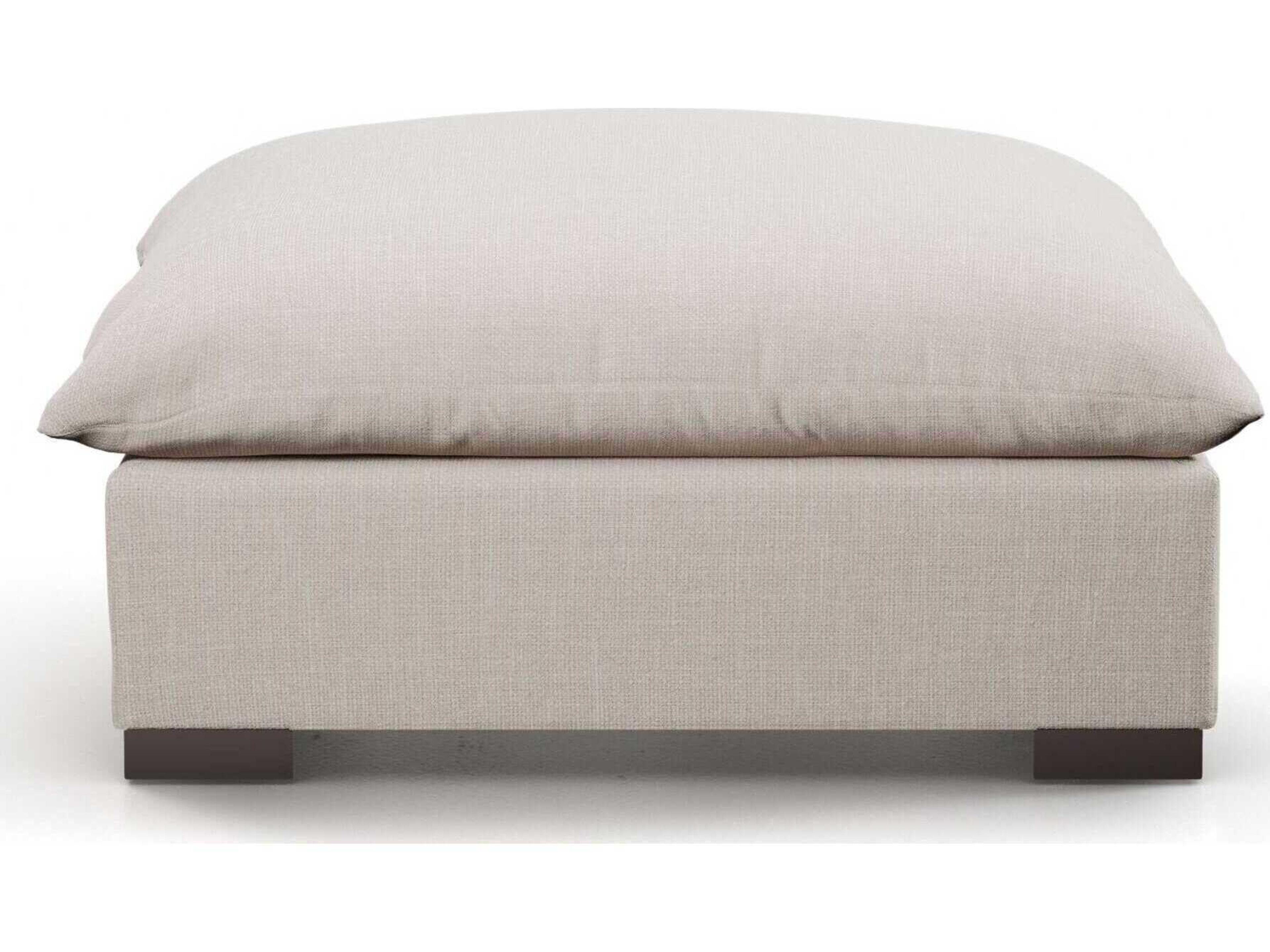 Four Hands Atelier Westwood Espresso Bennett Moon Beige Upholstered Ottoman