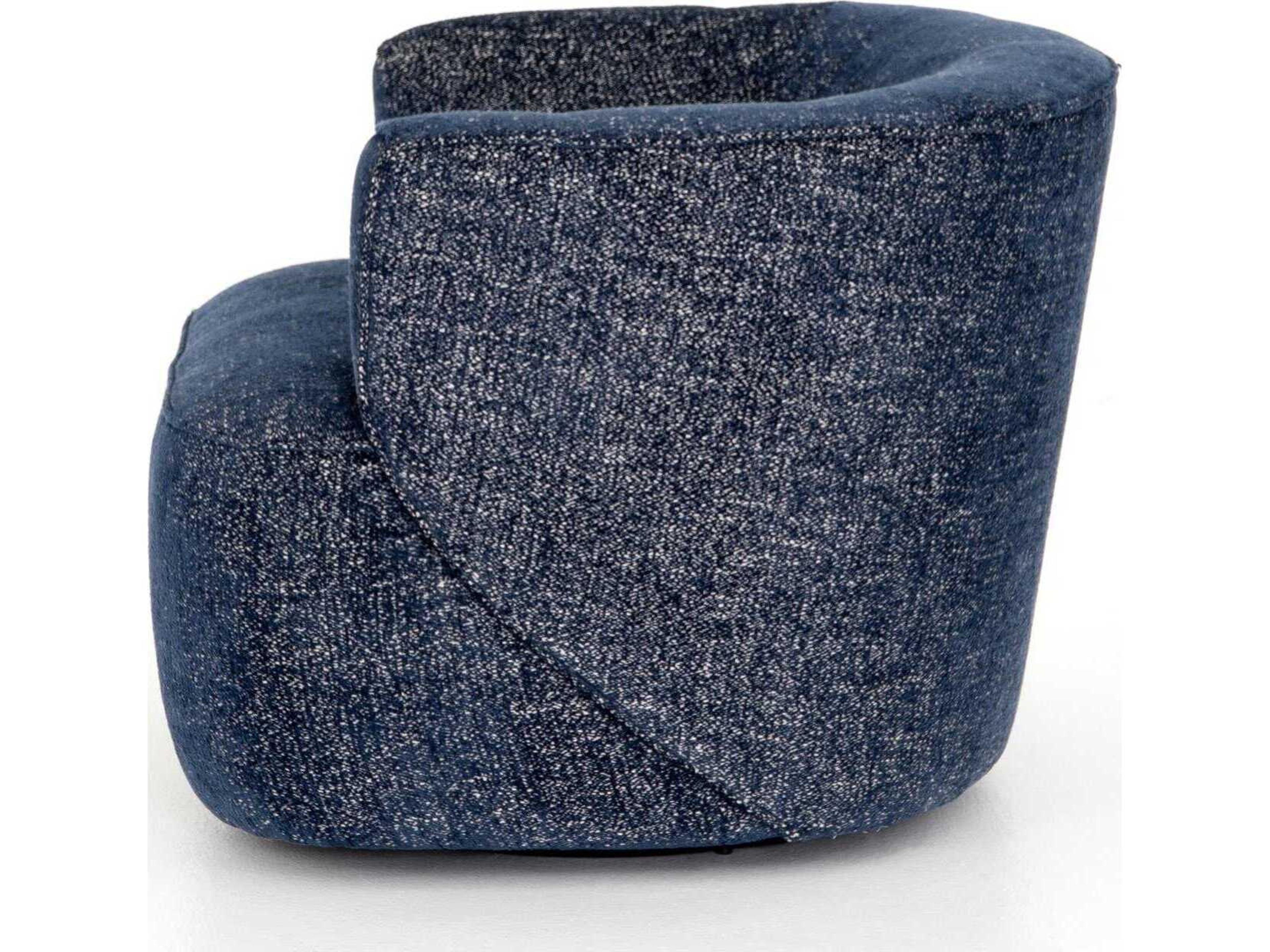 Four Hands Atelier Mila Swivel Blue Fabric Accent Chair