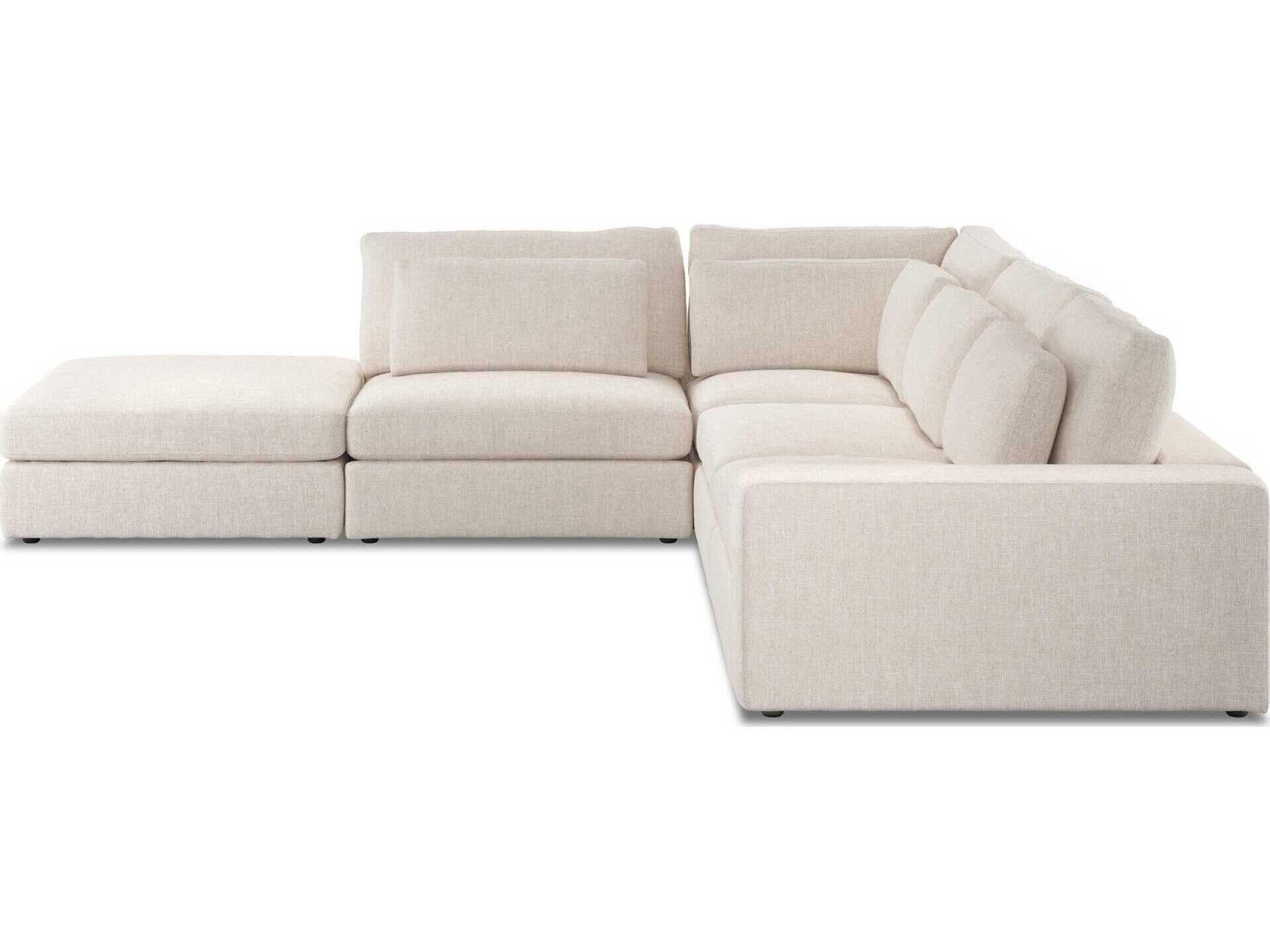 Four Hands Atelier Bloor 4 - Piece Beige Upholstered Sectional Sofa with Ottoman