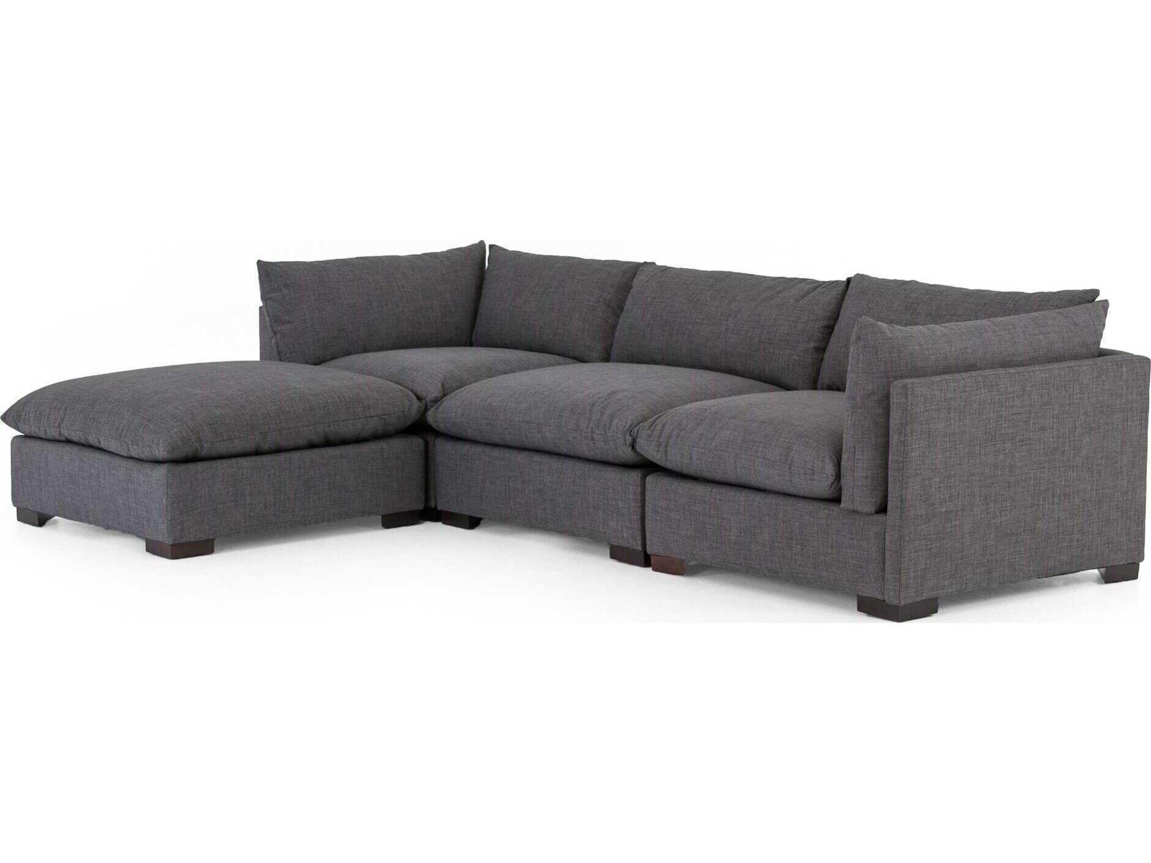 Four Hands Atelier Westwood 3 - Piece Gray Upholstered Sectional Sofa with Ottoman