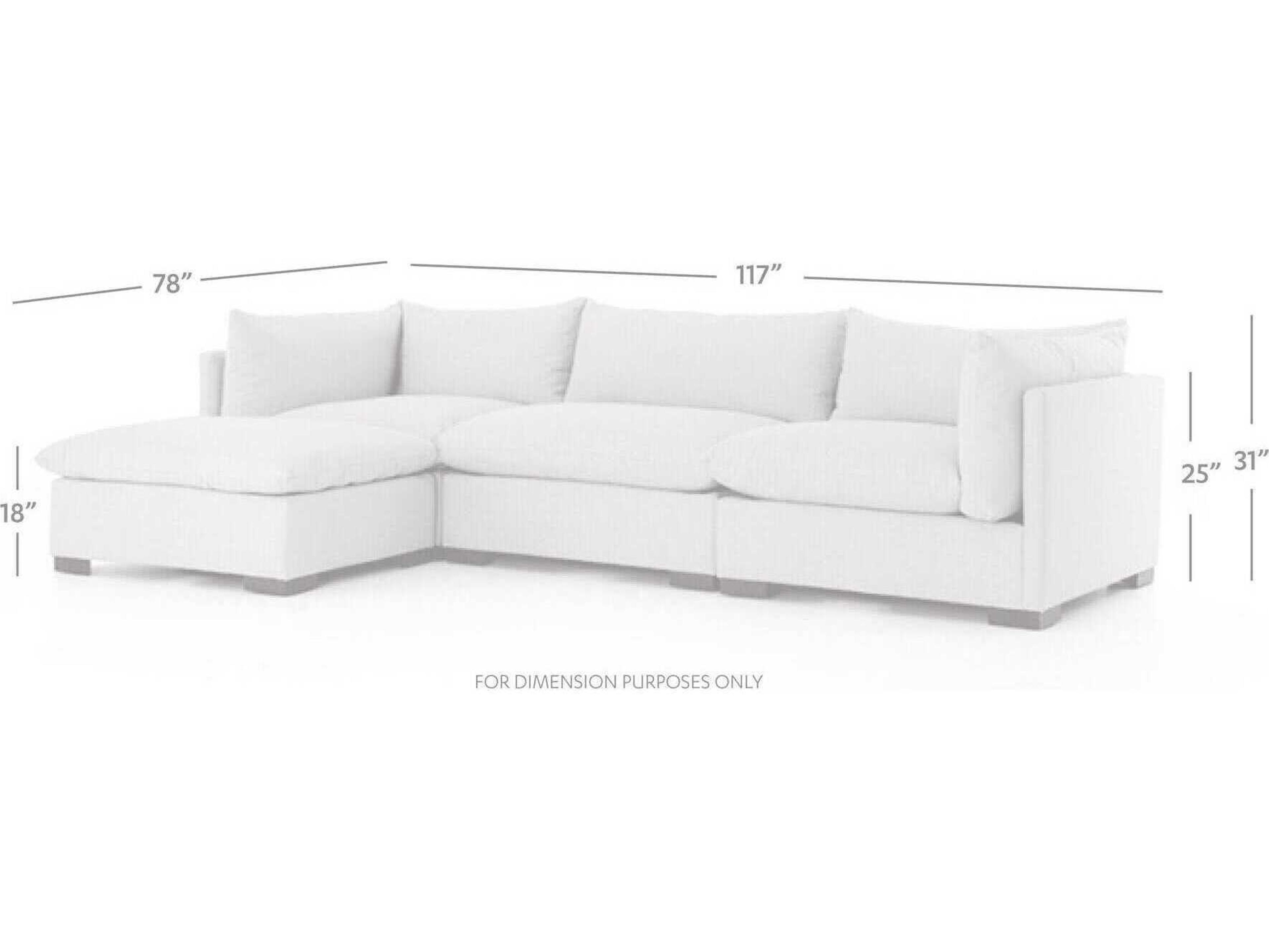 Four Hands Atelier Westwood 3 - Piece Beige Upholstered Sectional Sofa with Ottoman