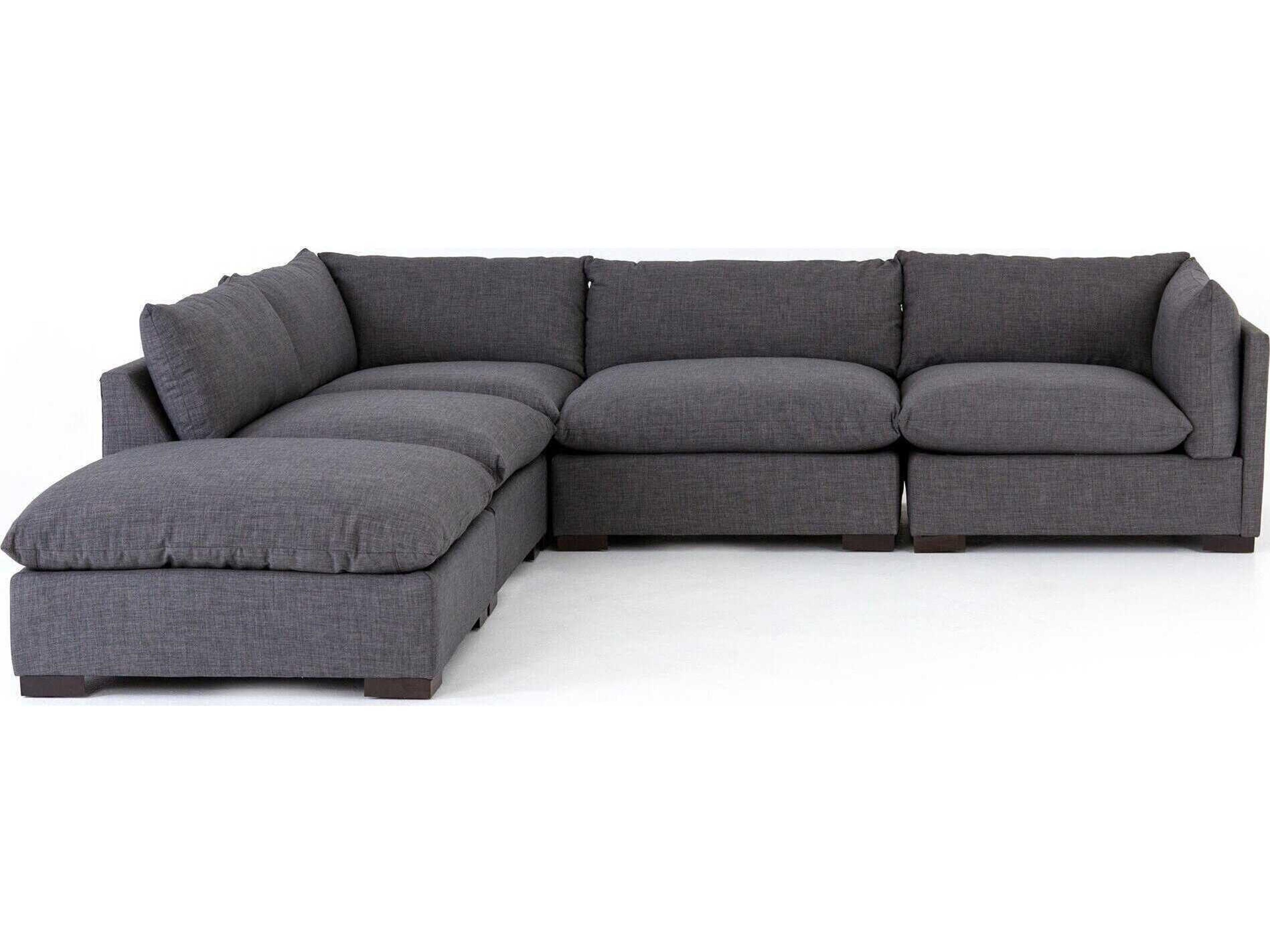 Four Hands Atelier Westwood 4 - Piece Gray Upholstered Sectional Sofa with Ottoman