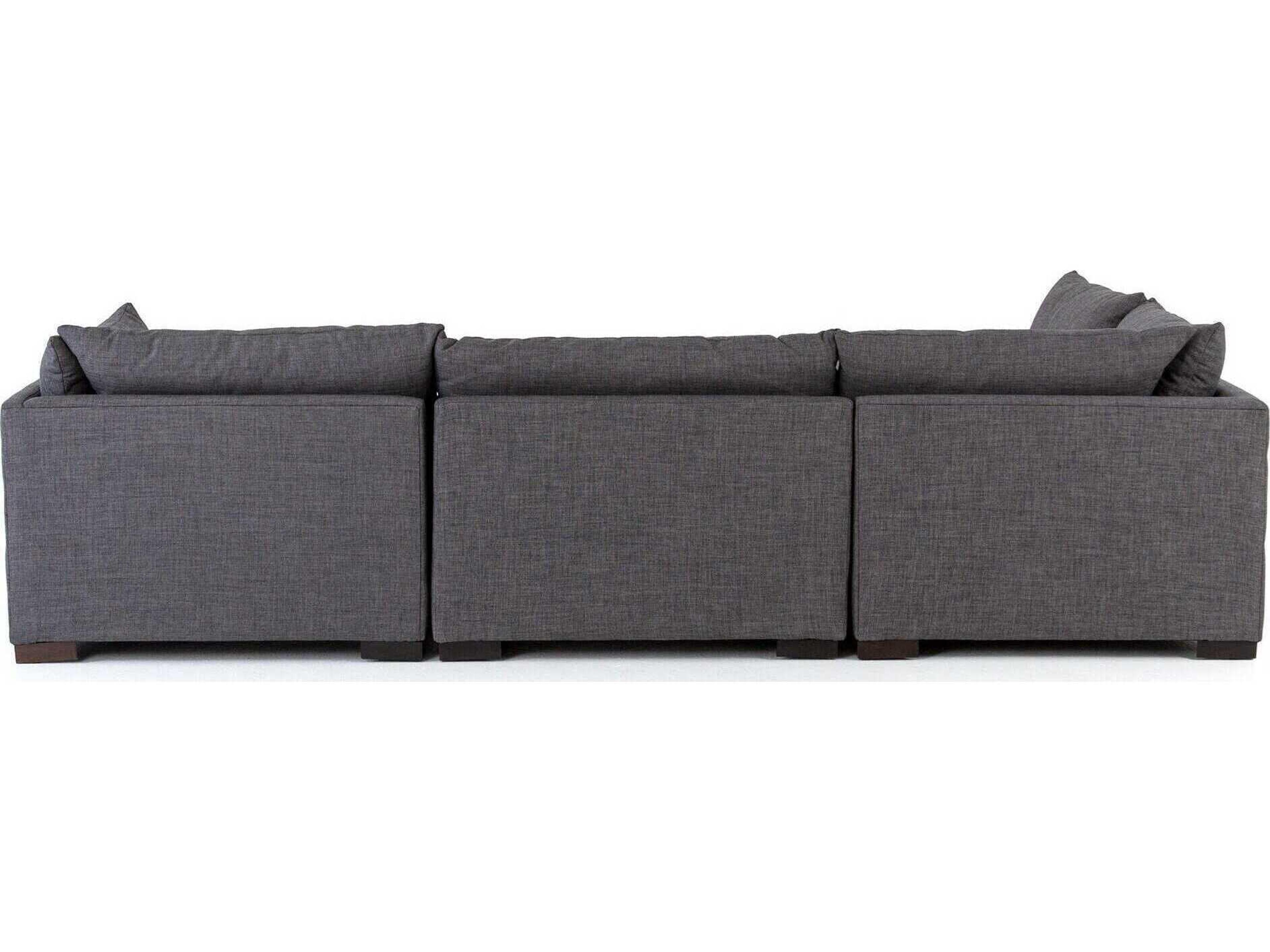Four Hands Atelier Westwood 4 - Piece Gray Upholstered Sectional Sofa with Ottoman