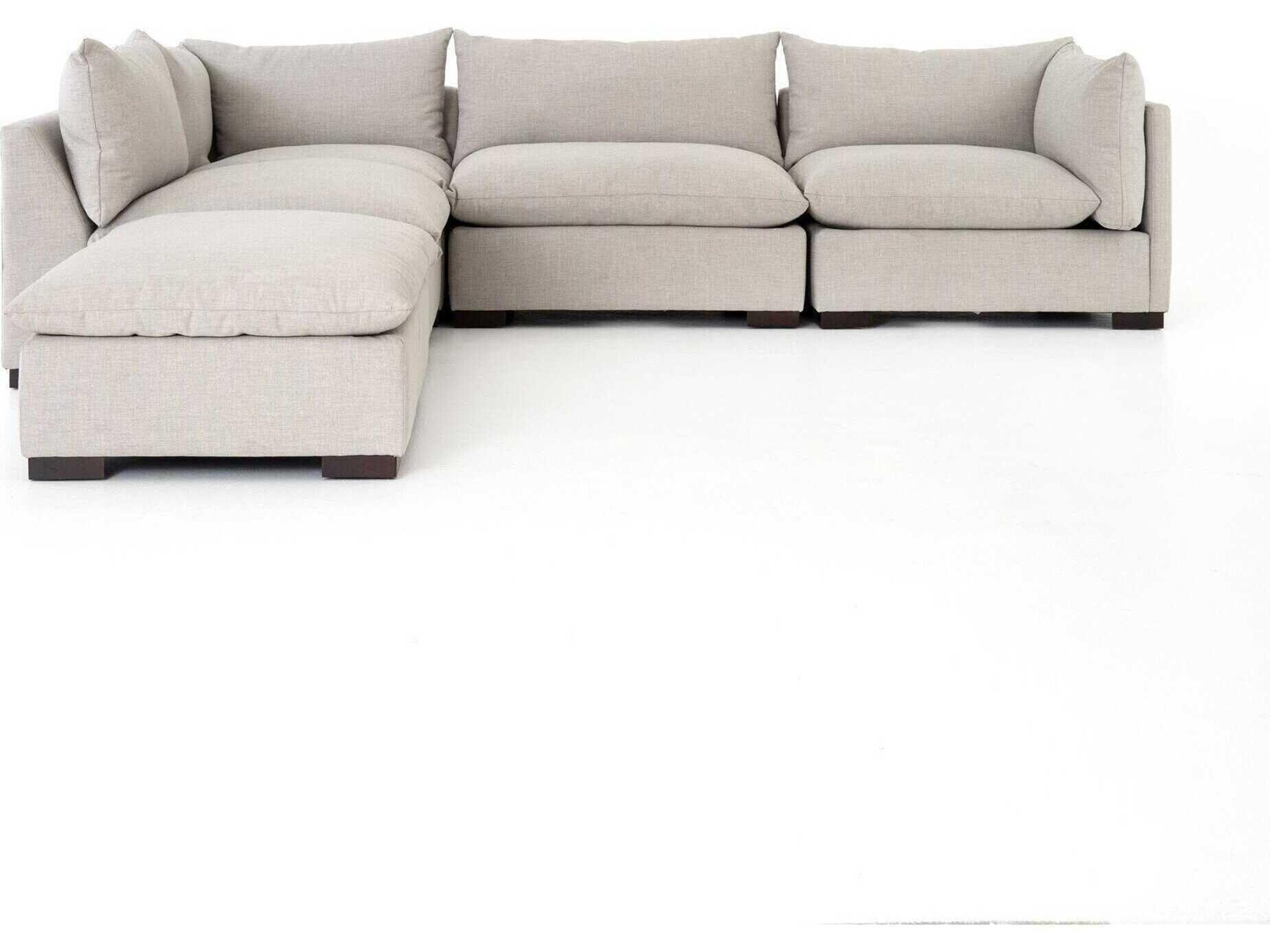 Four Hands Atelier Westwood 4 - Piece Beige Upholstered Sectional Sofa with Ottoman