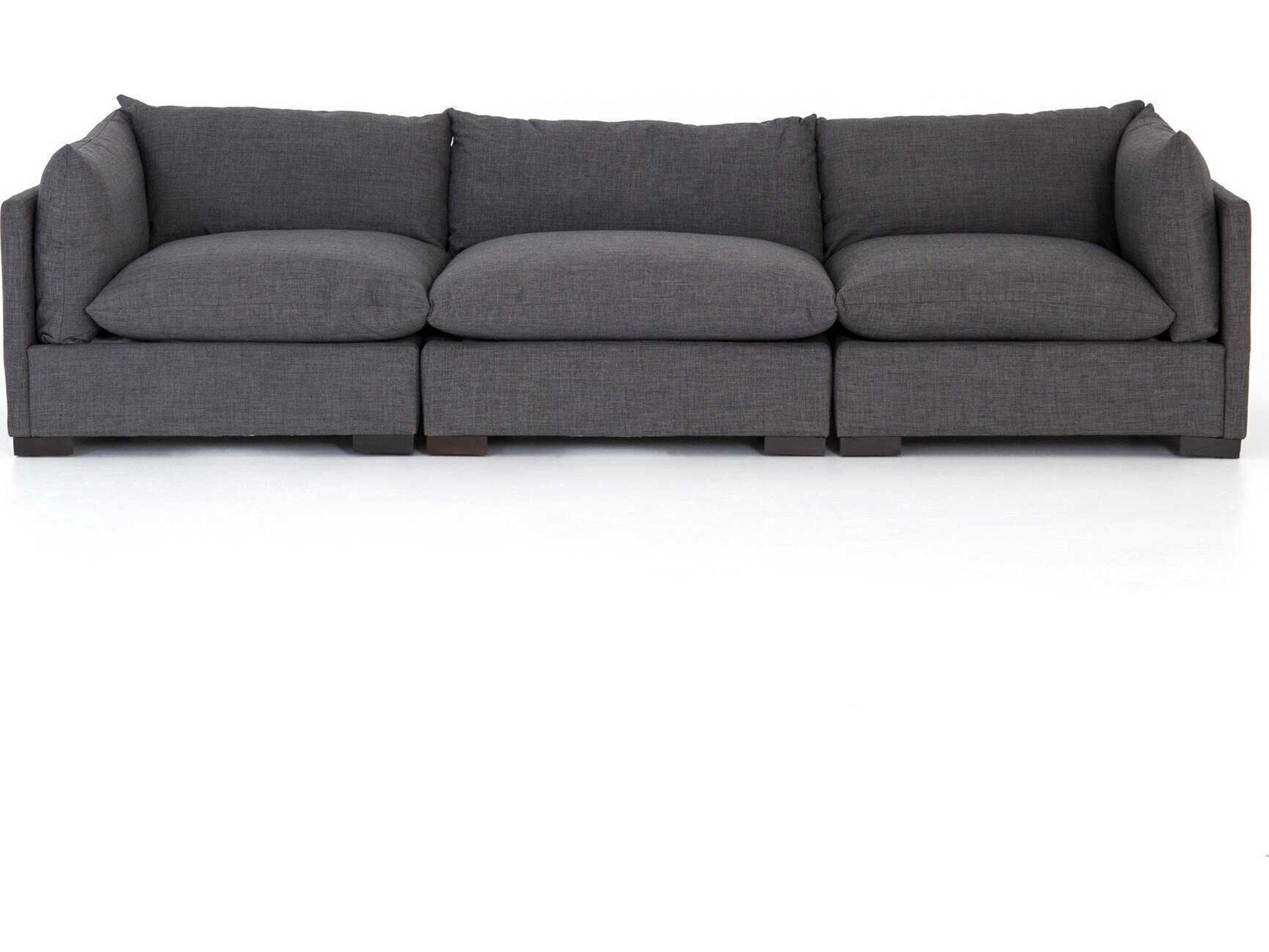 Four Hands Atelier Westwood 3 - Piece Sectional Espresso Bennett Charcoal Gray Upholstered Sofa