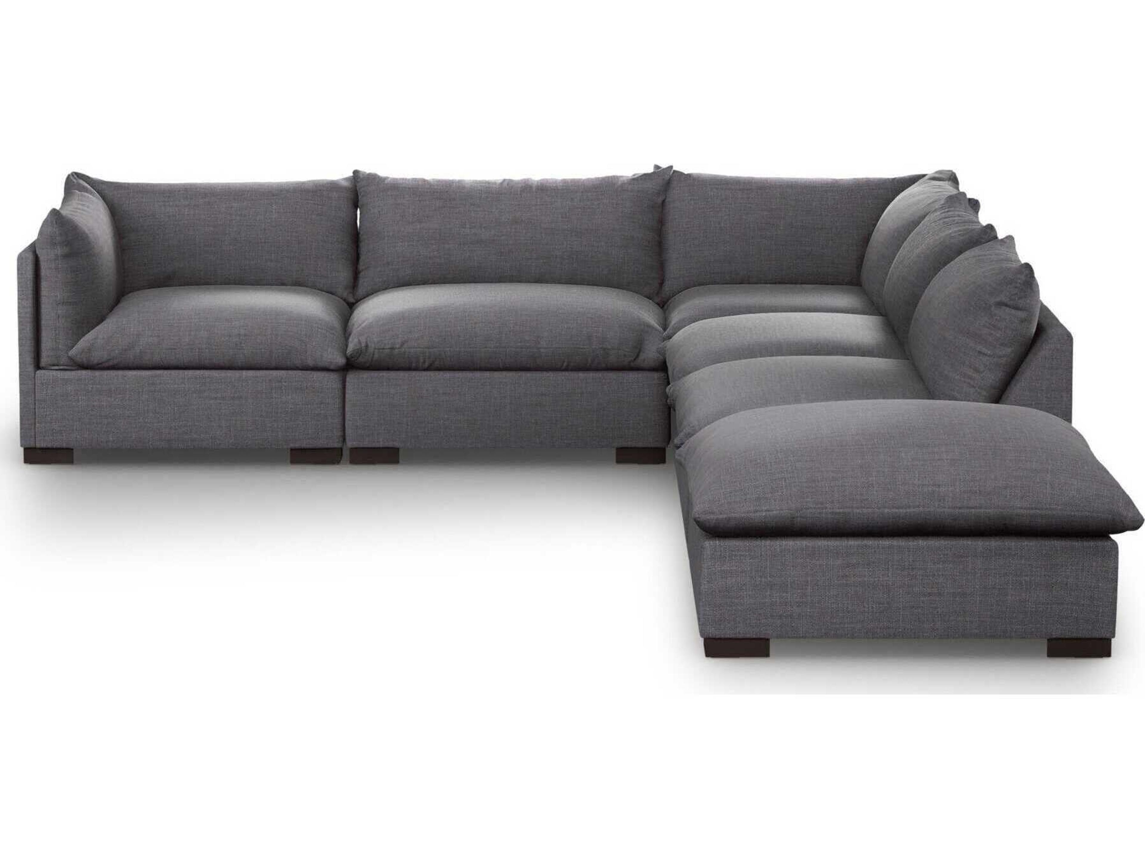 Four Hands Atelier Westwood 3 - Piece Gray Upholstered Sectional Sofa with Ottoman