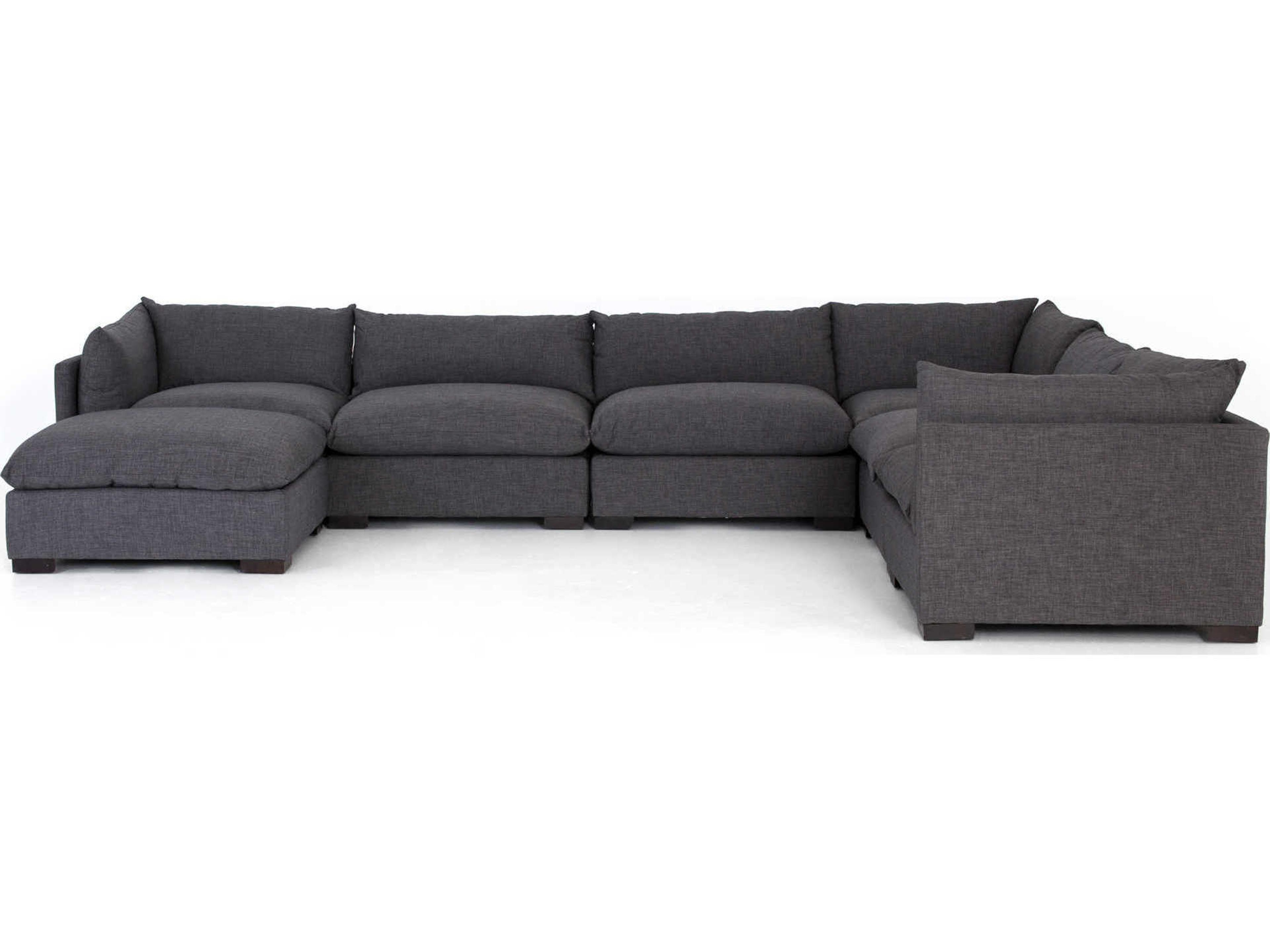 Four Hands Atelier Westwood 6 - Piece Gray Upholstered Sectional Sofa with Ottoman