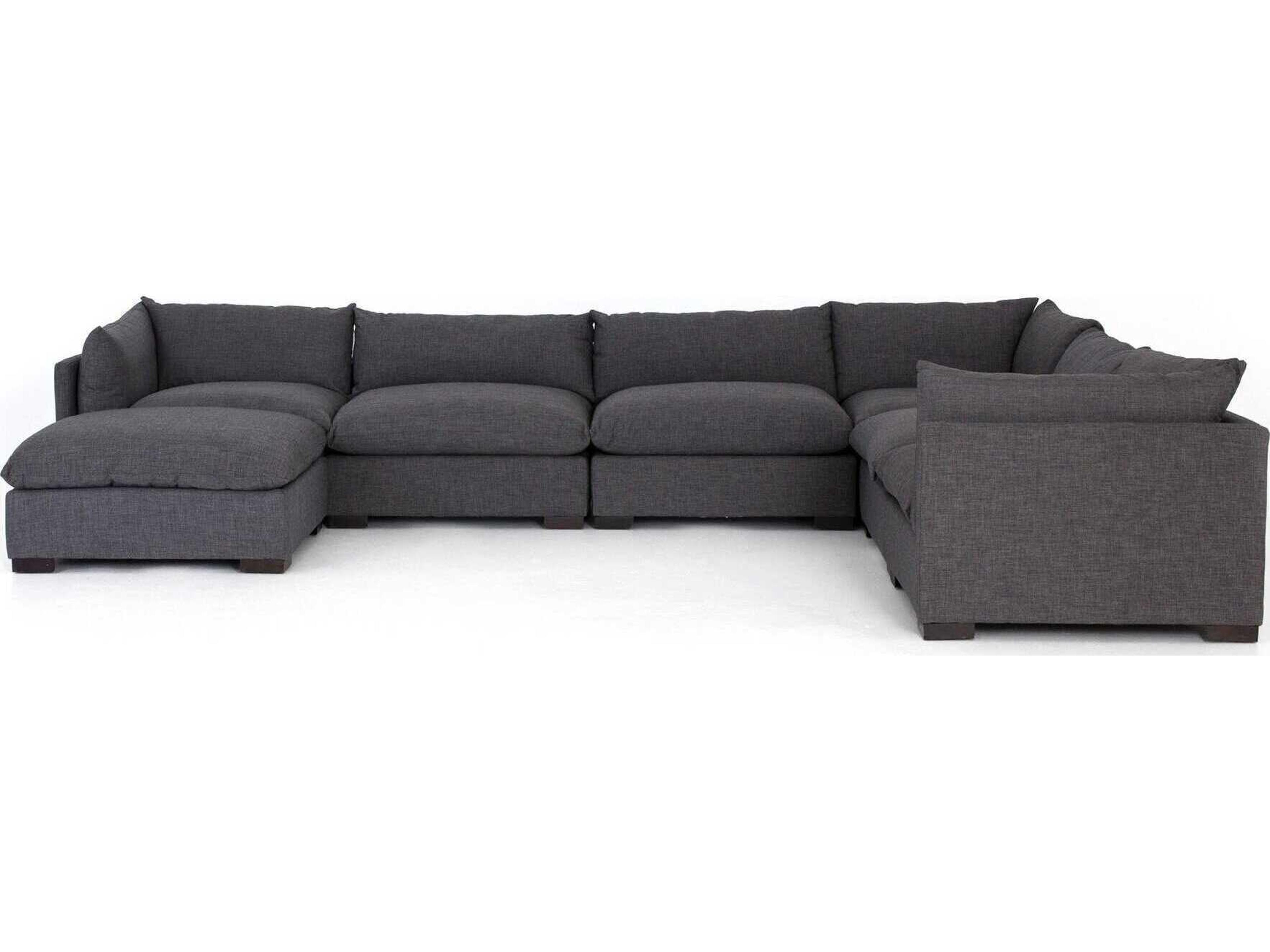 Four Hands Atelier Westwood 6 - Piece Gray Upholstered Sectional Sofa with Ottoman