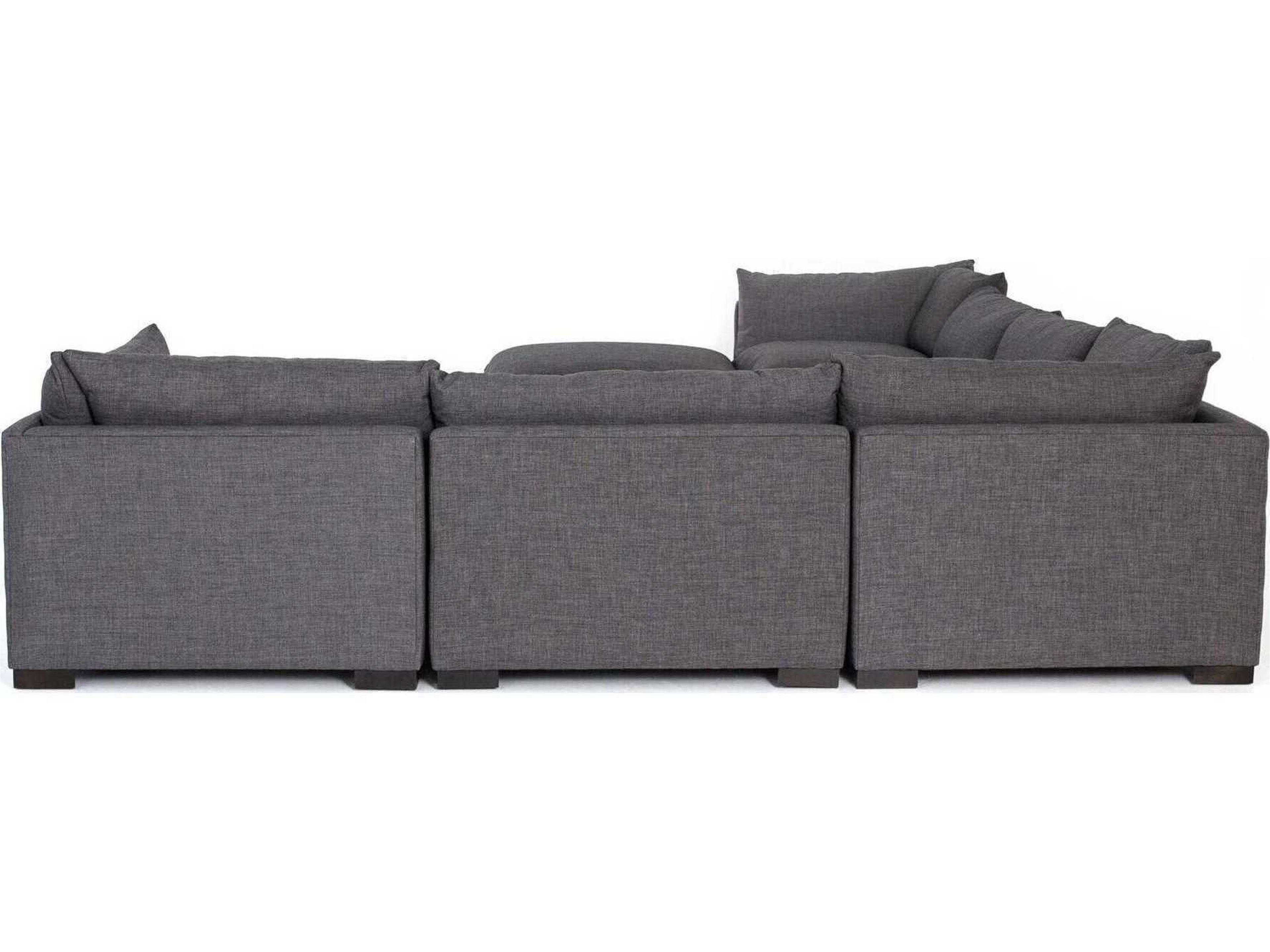 Four Hands Atelier Westwood 6 - Piece Gray Upholstered Sectional Sofa with Ottoman