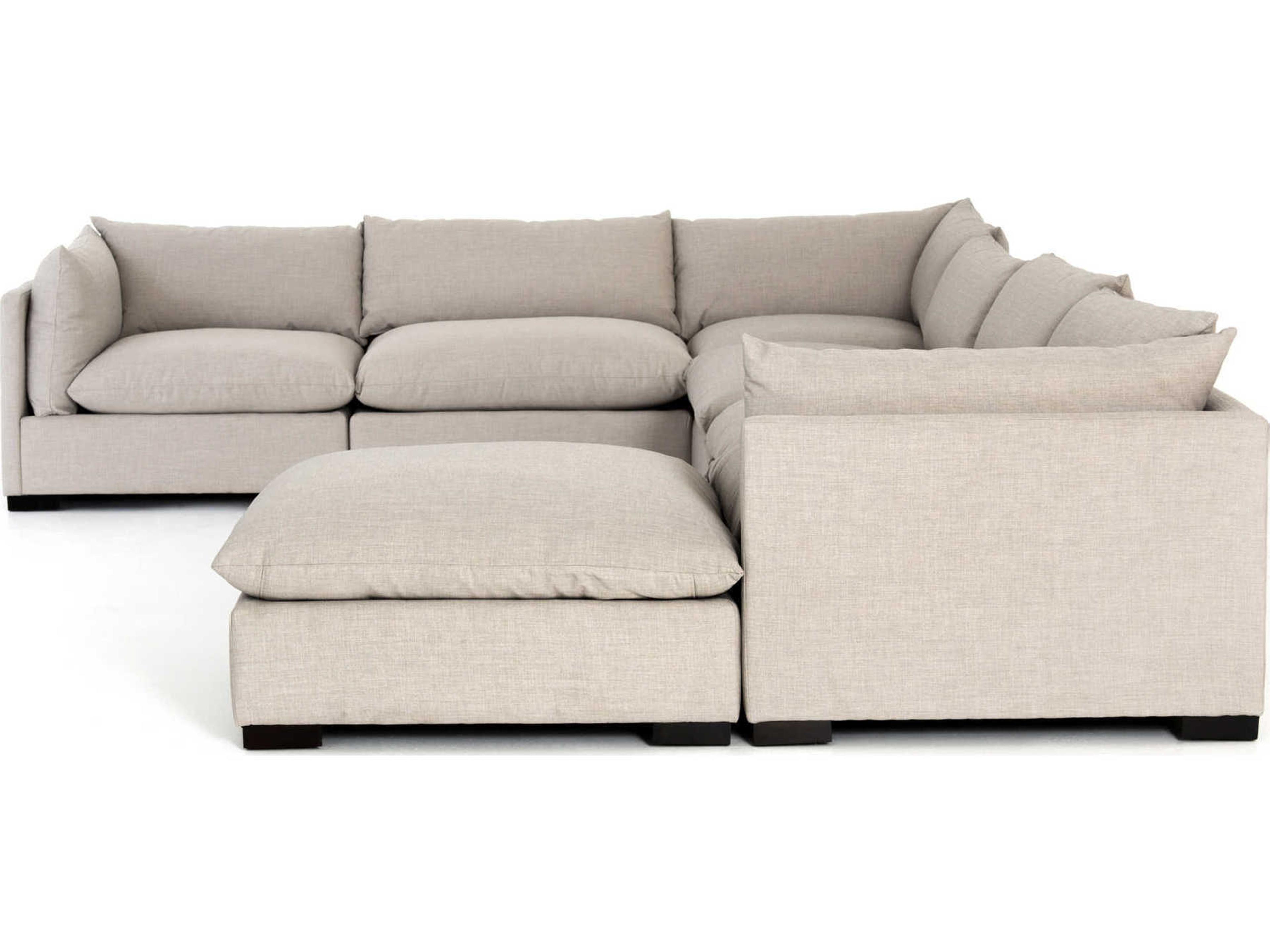 Four Hands Atelier Westwood 6 - Piece Beige Upholstered Sectional Sofa with Ottoman