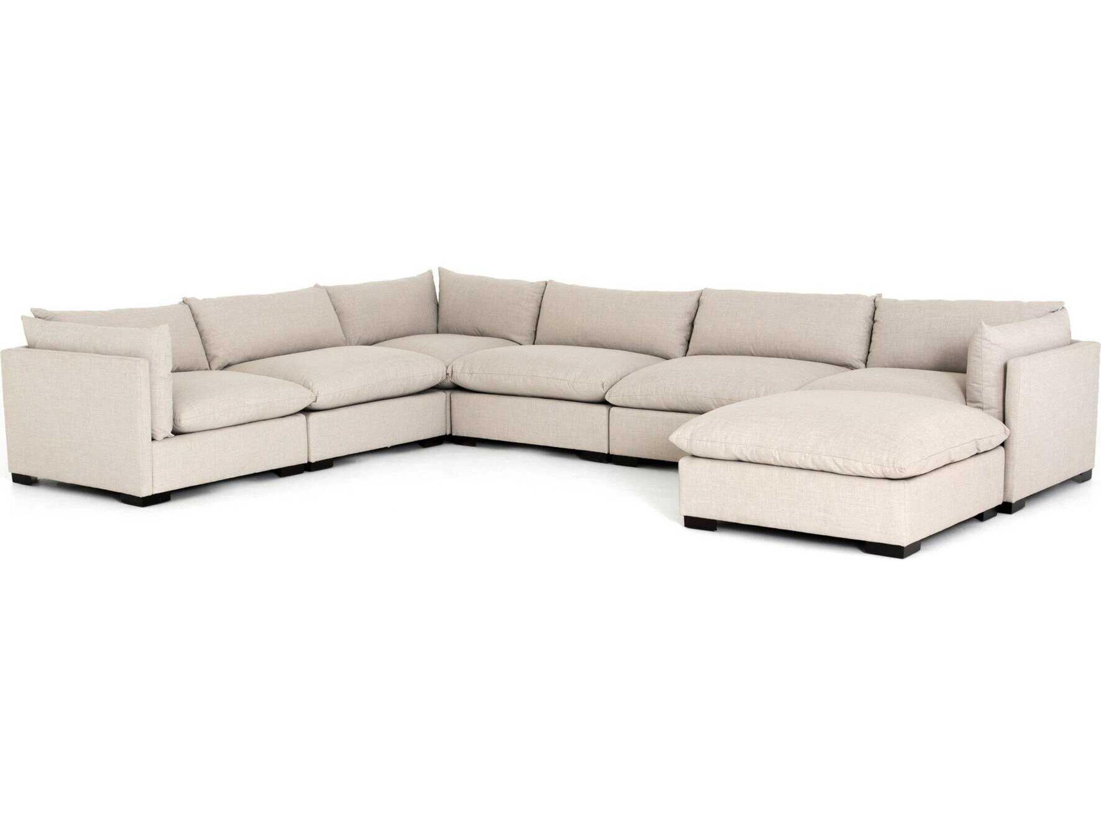 Atelier Westwood 6 - Piece Beige Upholstered Sectional Sofa with Ottoman