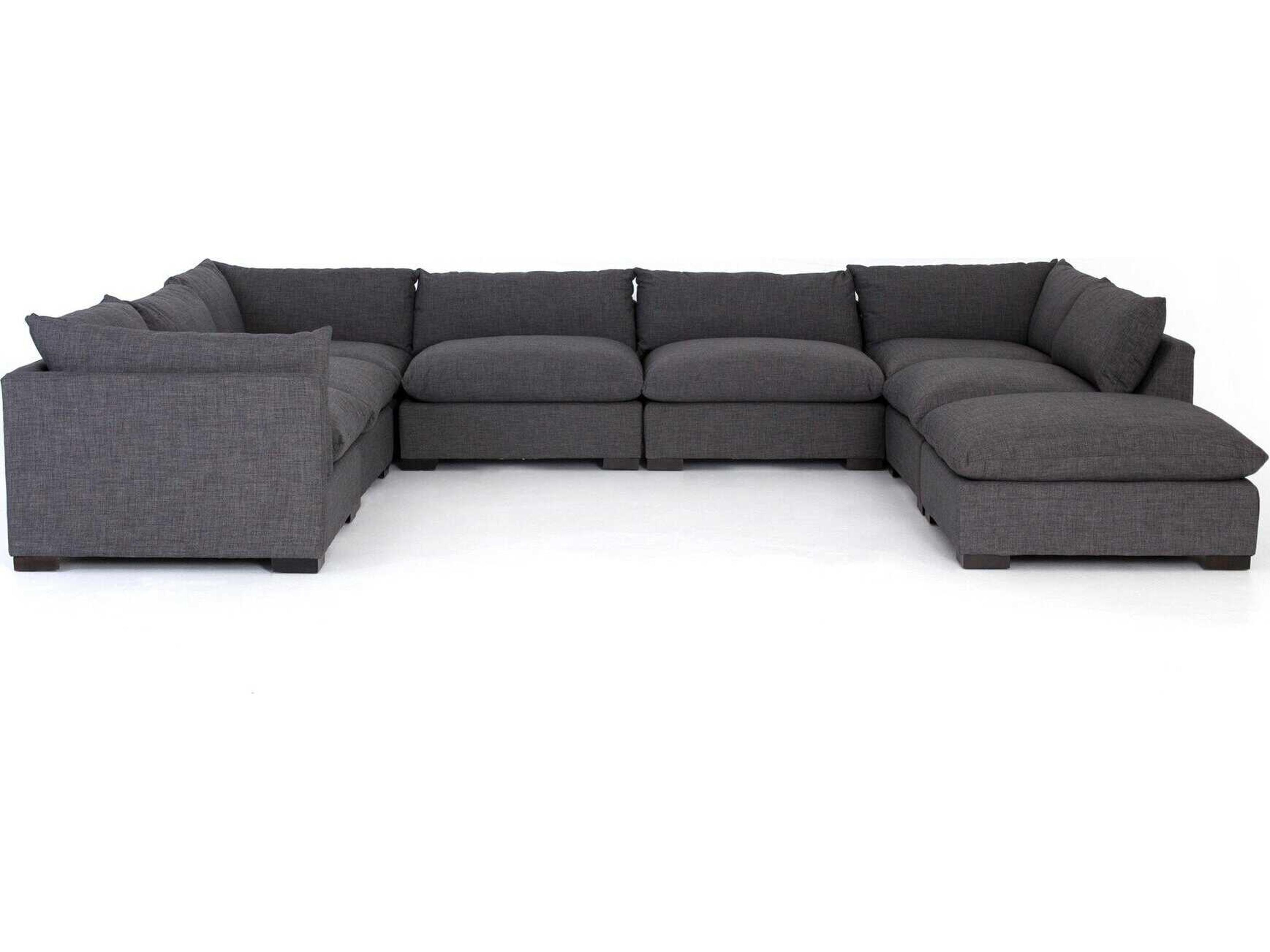 Atelier Westwood 7 - Piece Gray Upholstered Sectional Sofa with Ottoman
