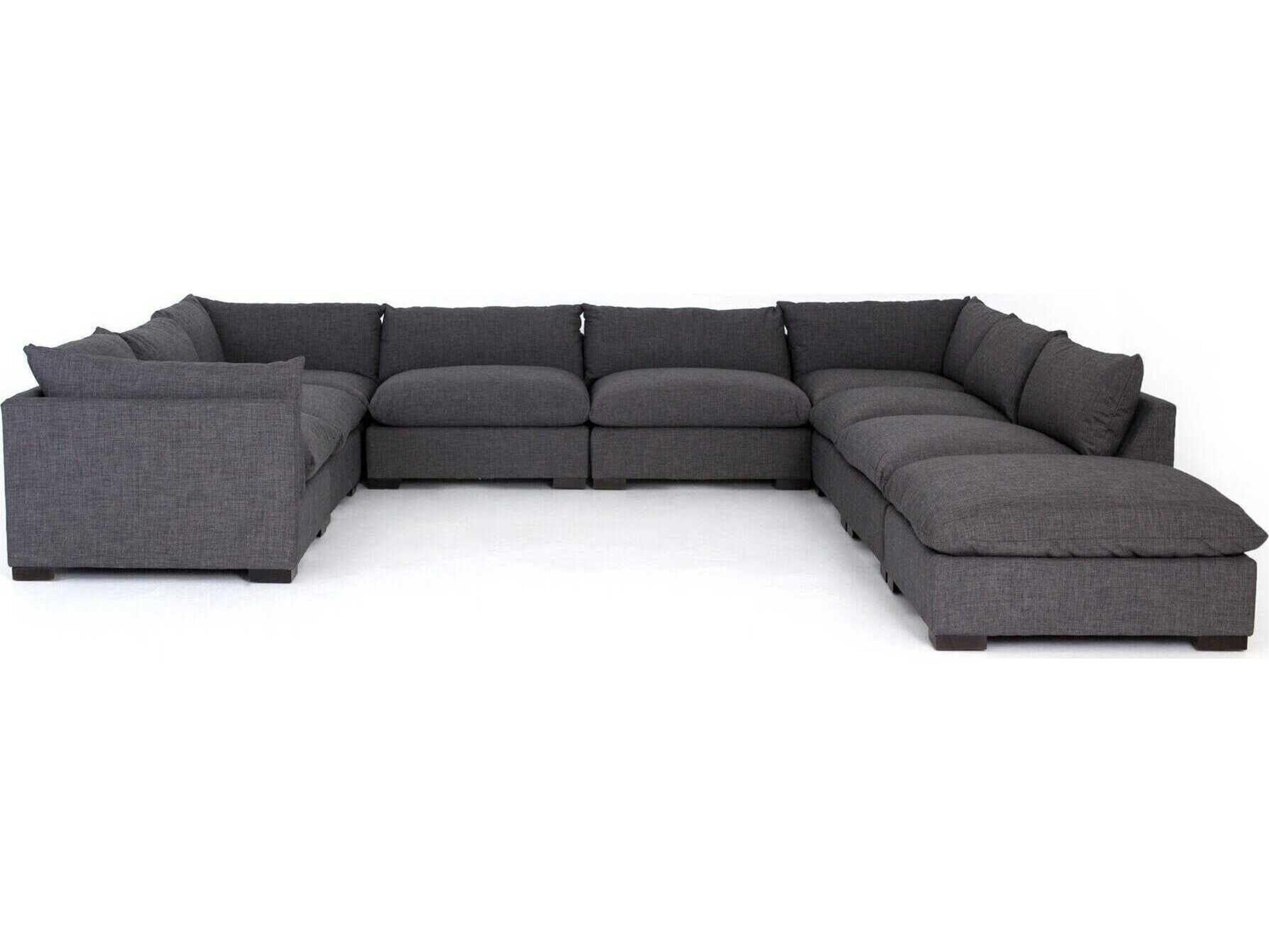 Atelier Westwood 8 - Piece Gray Upholstered Sectional Sofa with Ottoman