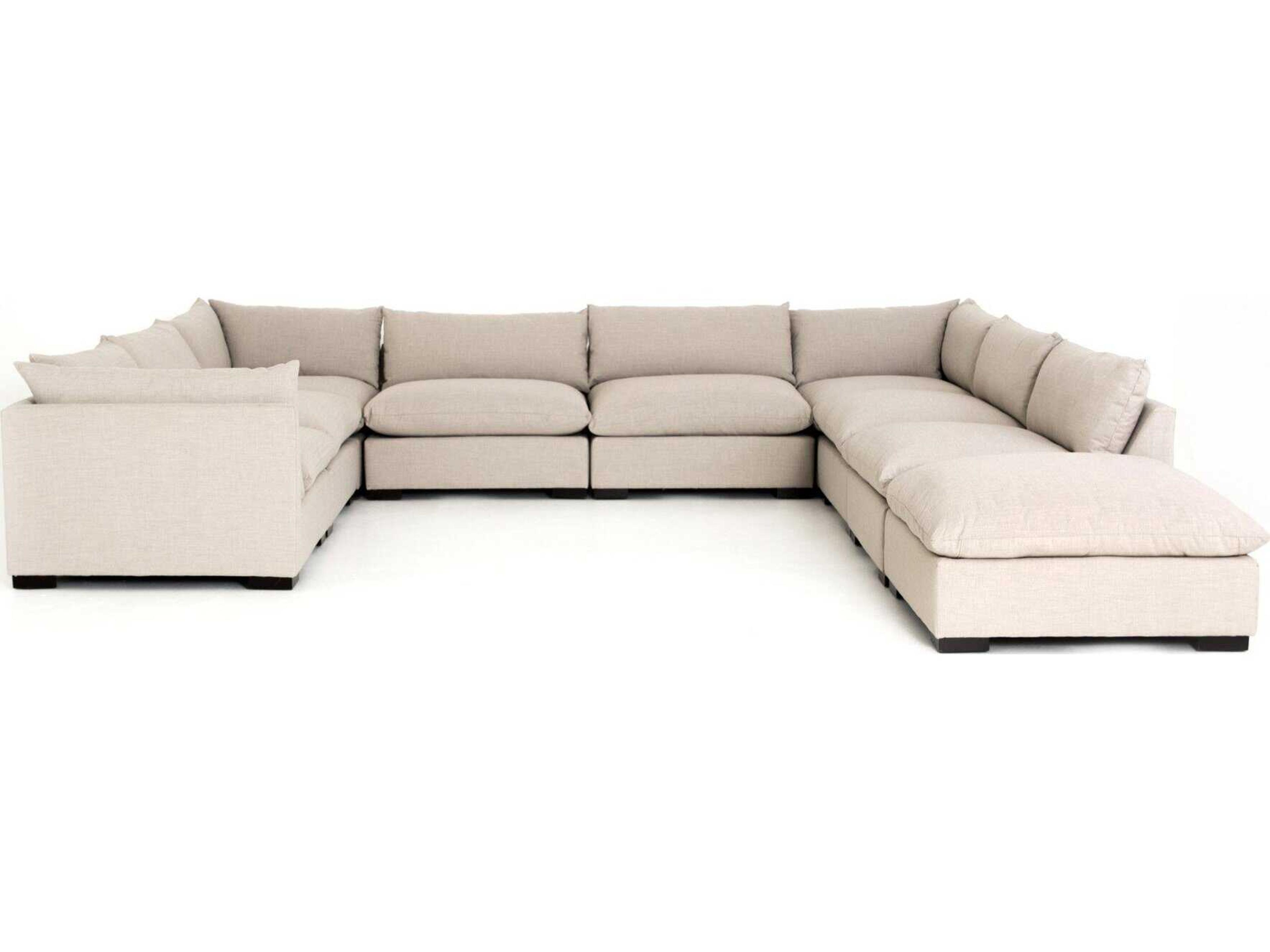 Atelier Westwood 8 - Piece Beige Upholstered Sectional Sofa with Ottoman