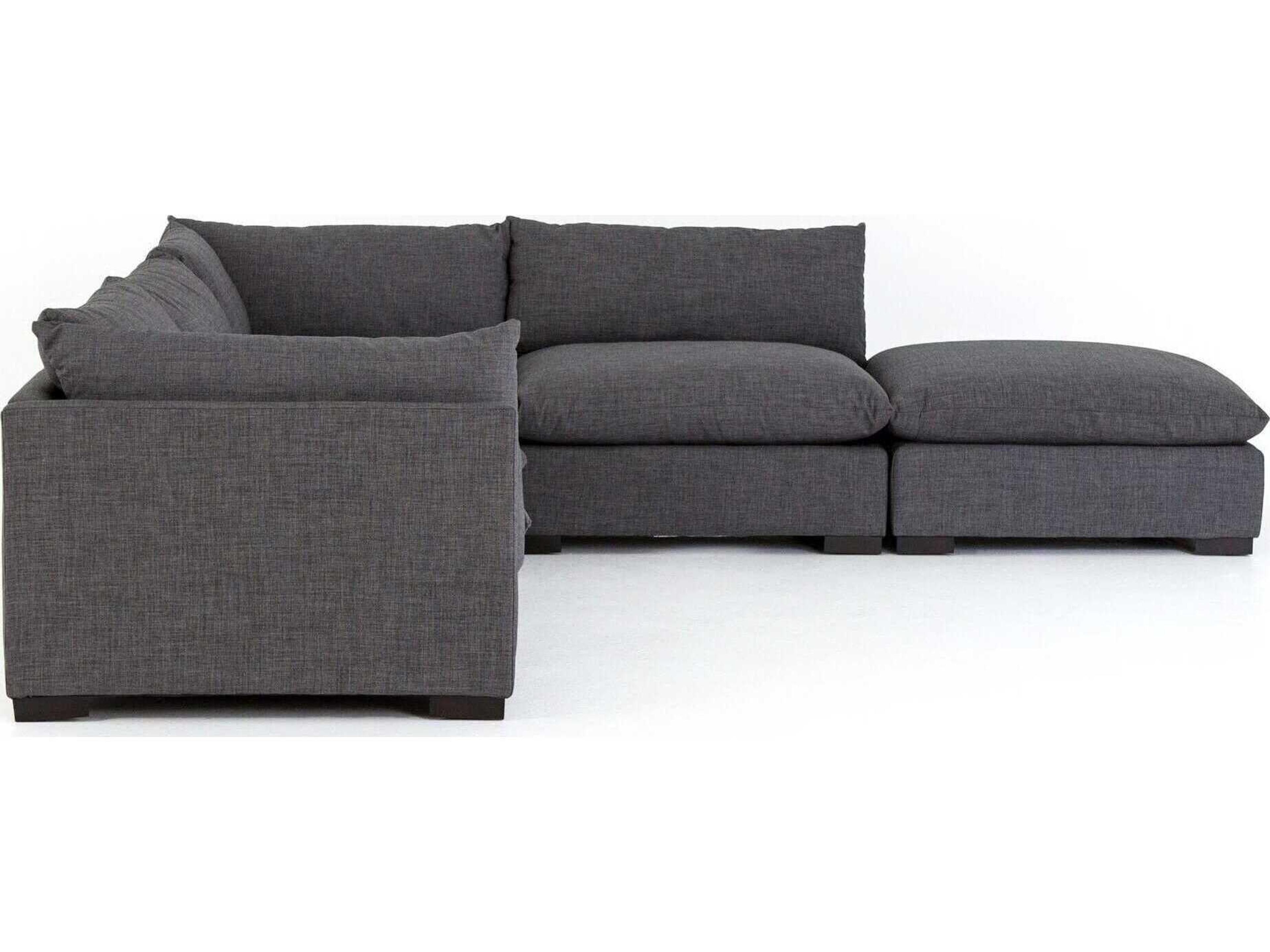 Four Hands Atelier Westwood 4 - Piece Black Upholstered Sectional Sofa with Ottoman